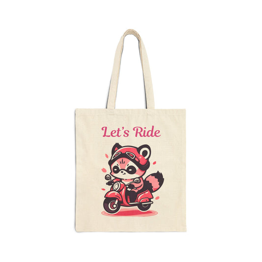 Adorable Raccoon Biker Reusable Tote Bag