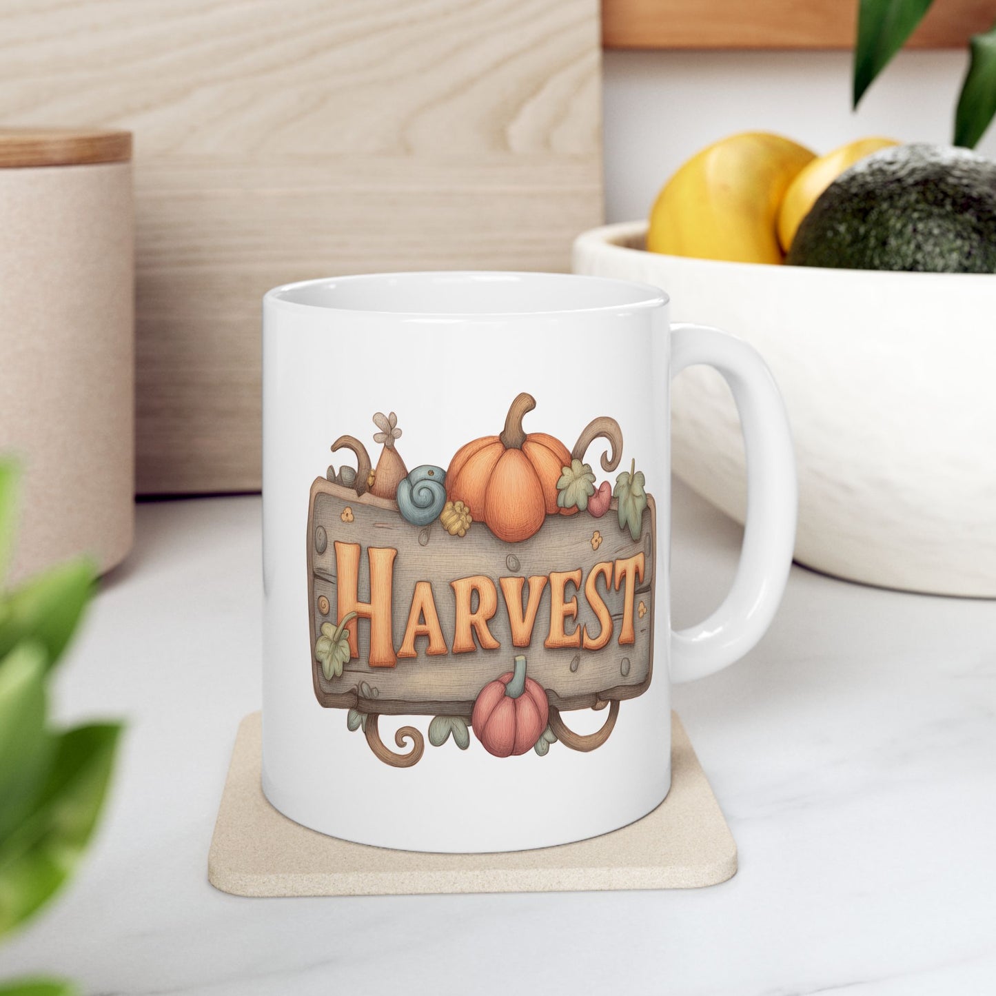 Rustic Harvest Sign Ceramic Mug