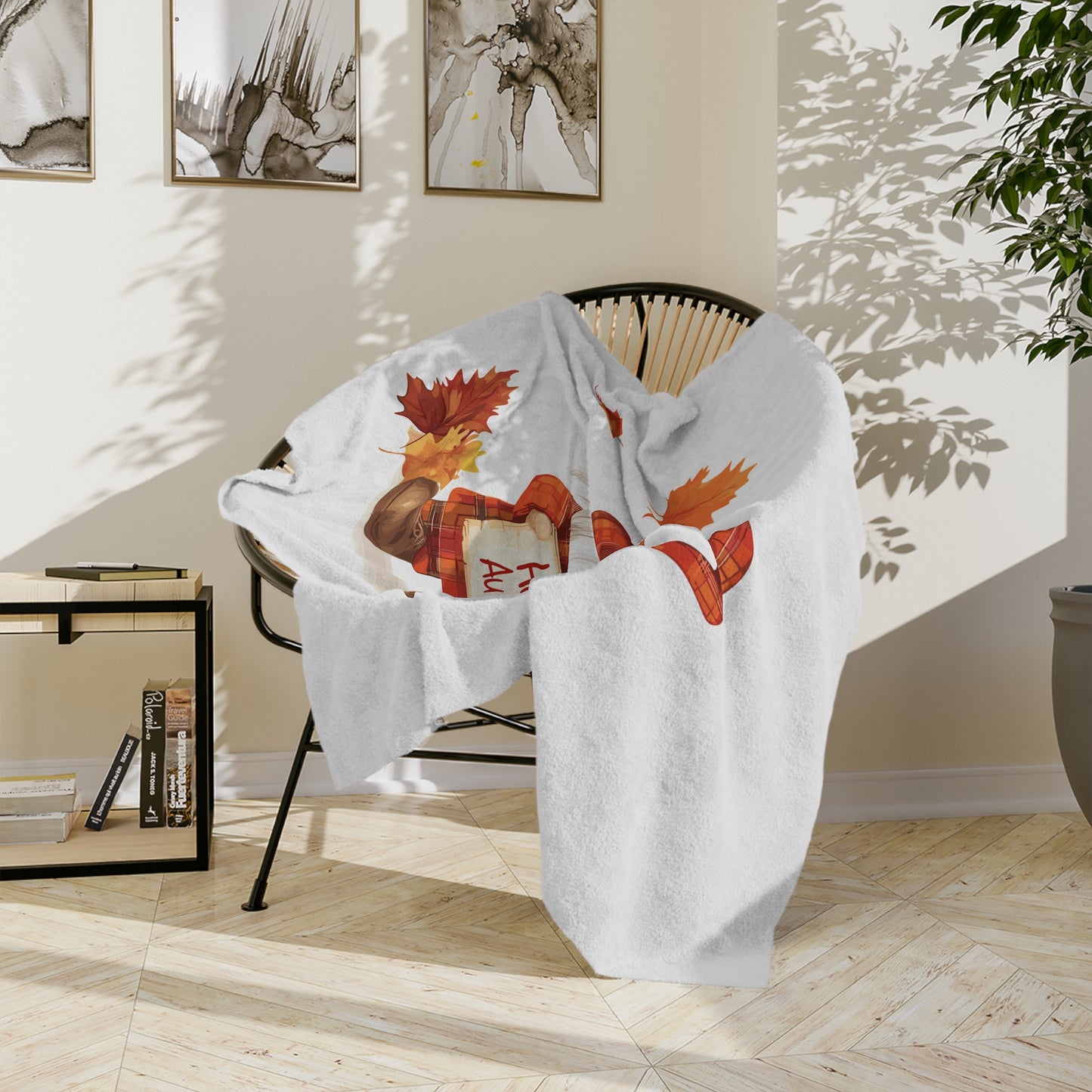 Happy Autumn Plaid Gnome Velveteen Blanket