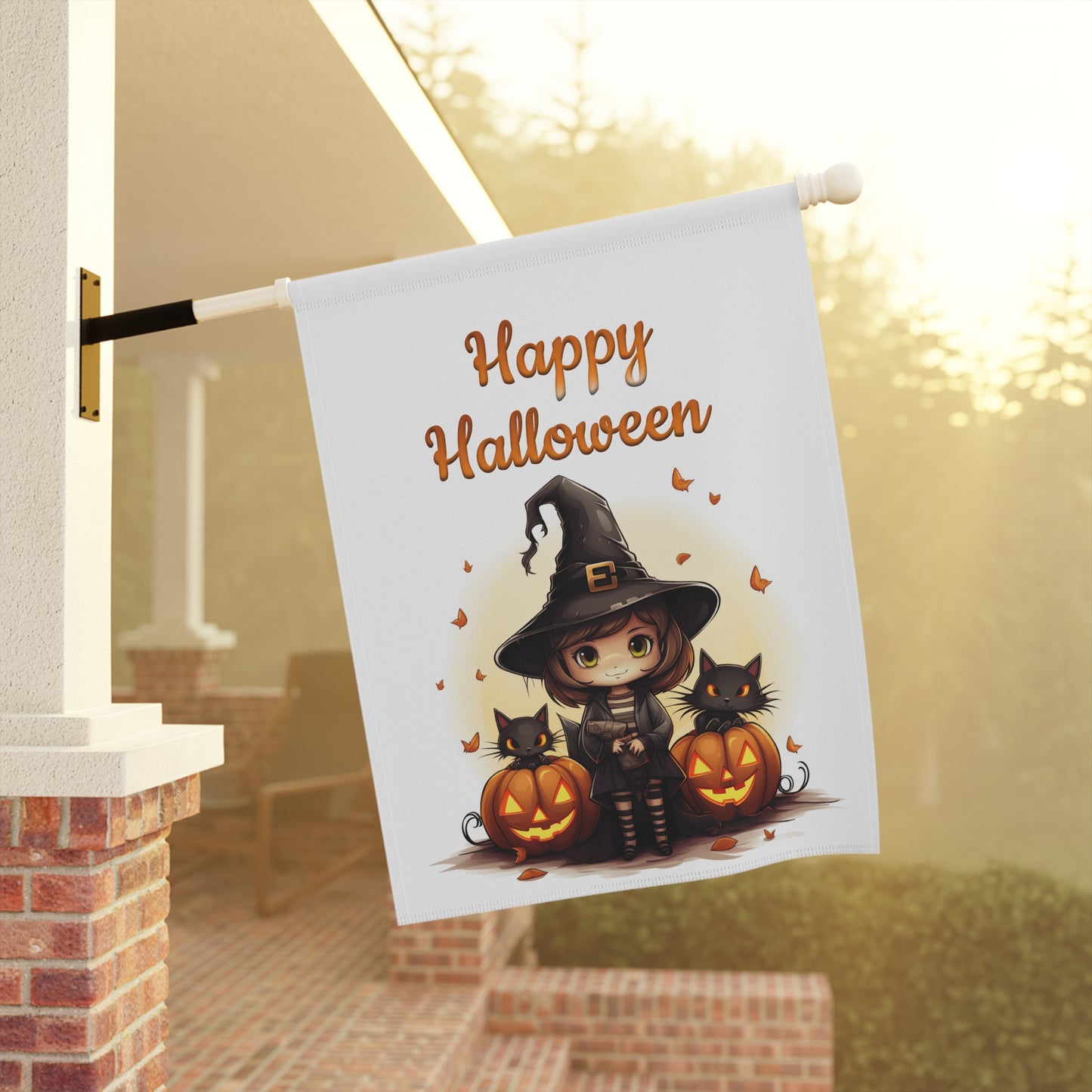 Cute Witch and Black Cats Garden Flag