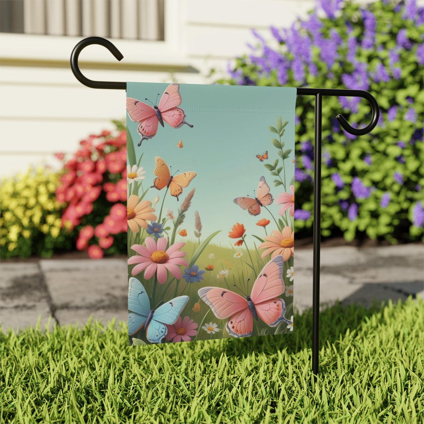 Spring Meadow Butterflies & Flowers Garden Flag
