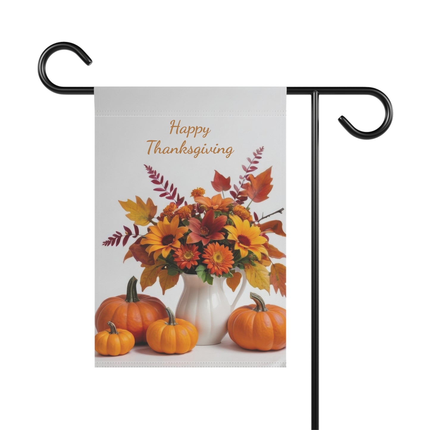 Happy Thanksgiving Floral & Pumpkin Garden Flag