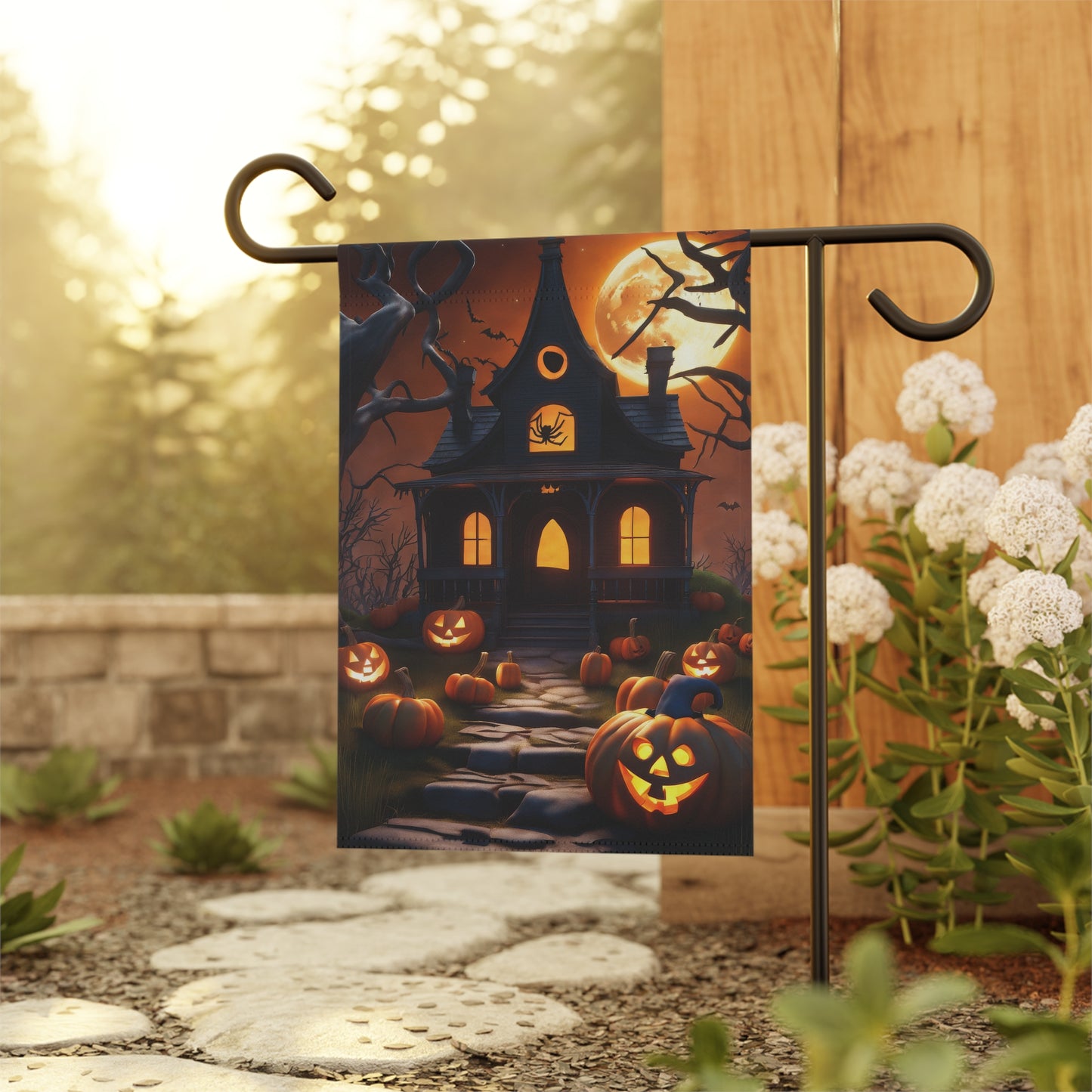 Eerie Halloween Haunted House Garden Flag/House Banner