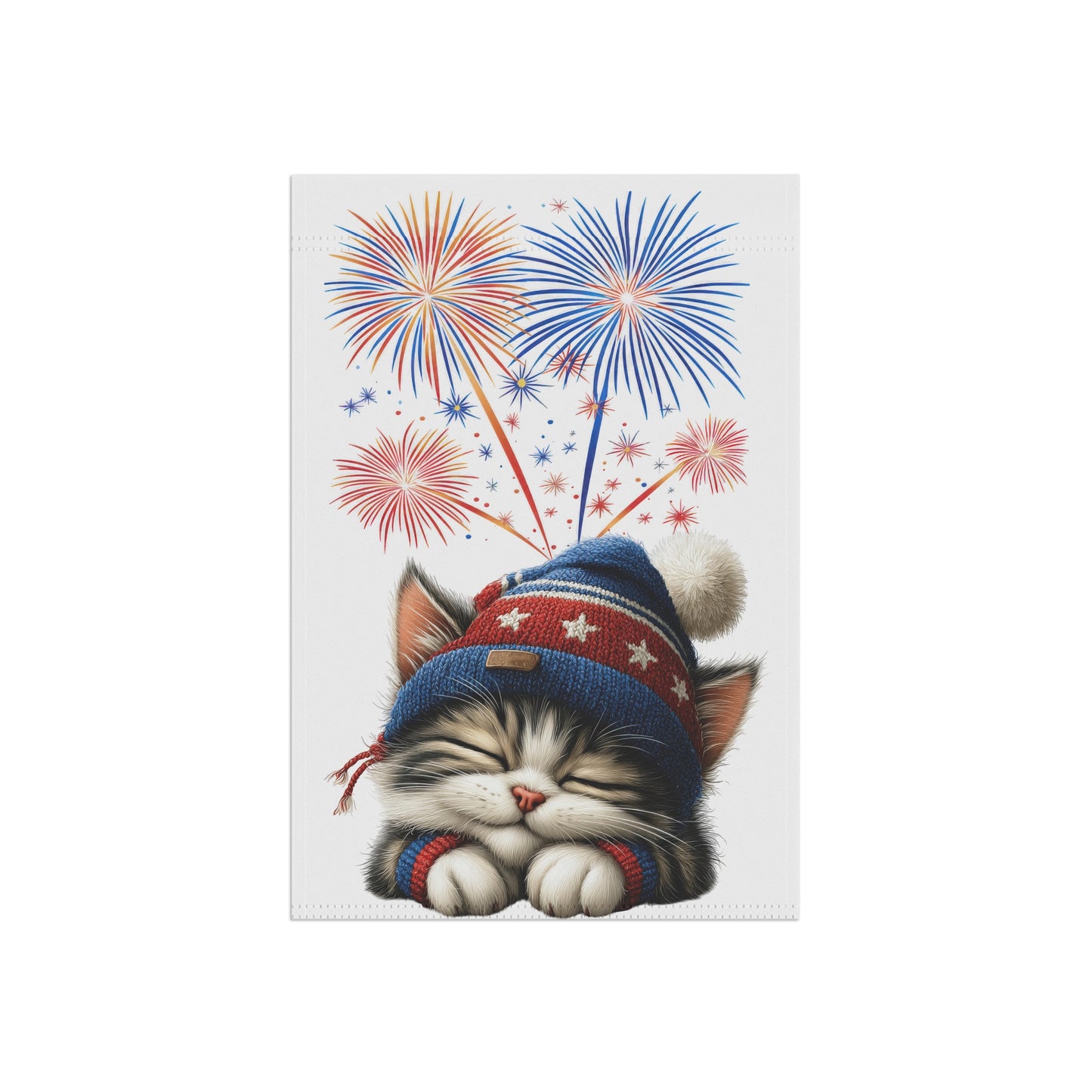 Sleepy Kitten on 4th of July Garden Flag