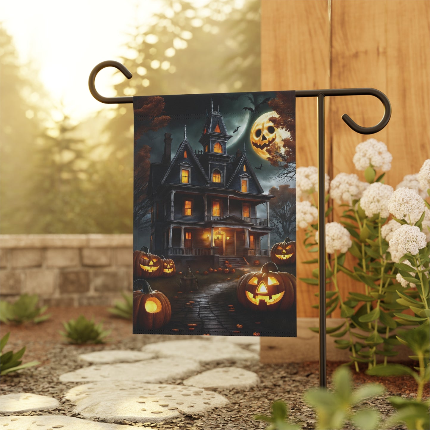 Spooky Haunted Moon Halloween Garden Flag/ House Banner
