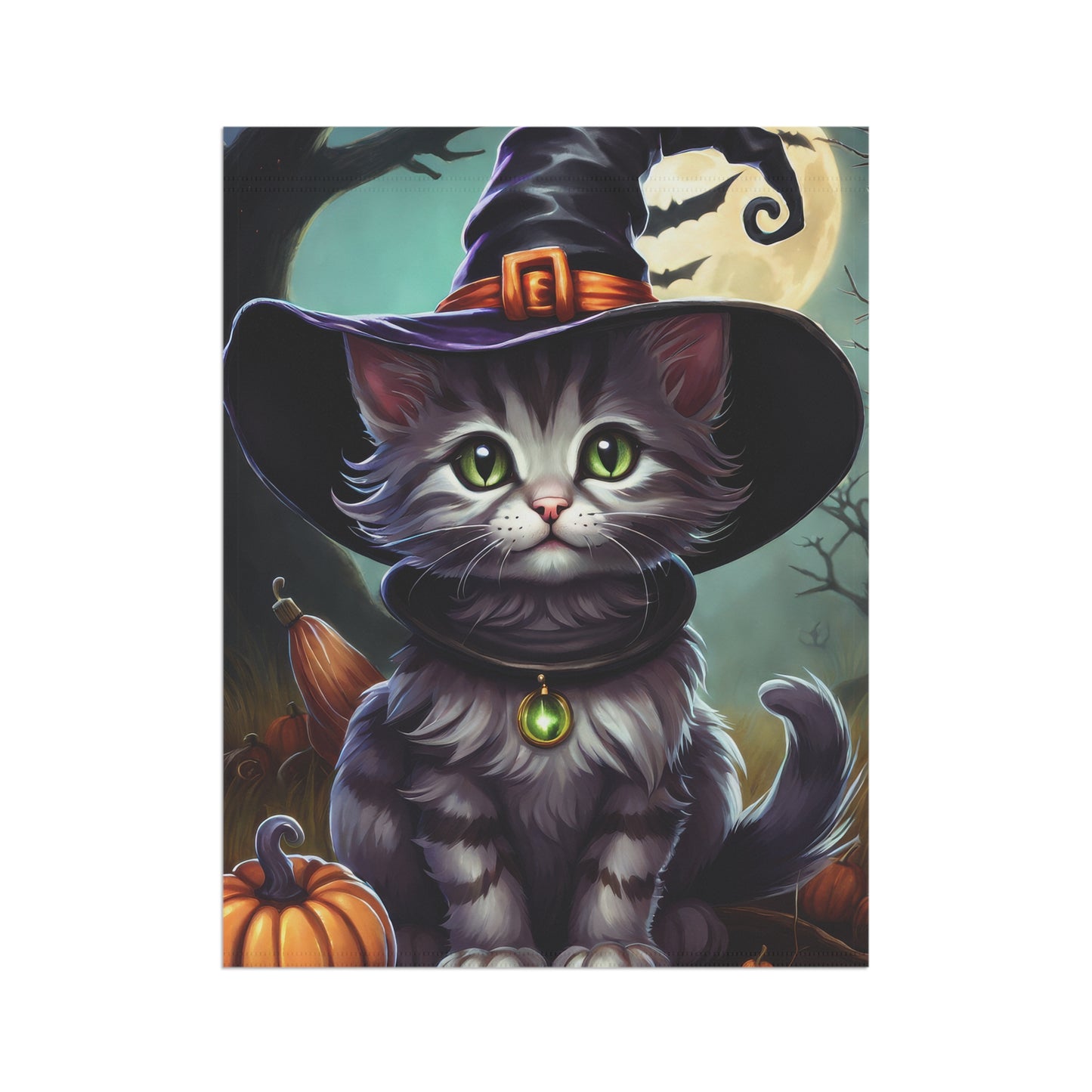 Halloween Witch Cat Garden Flag