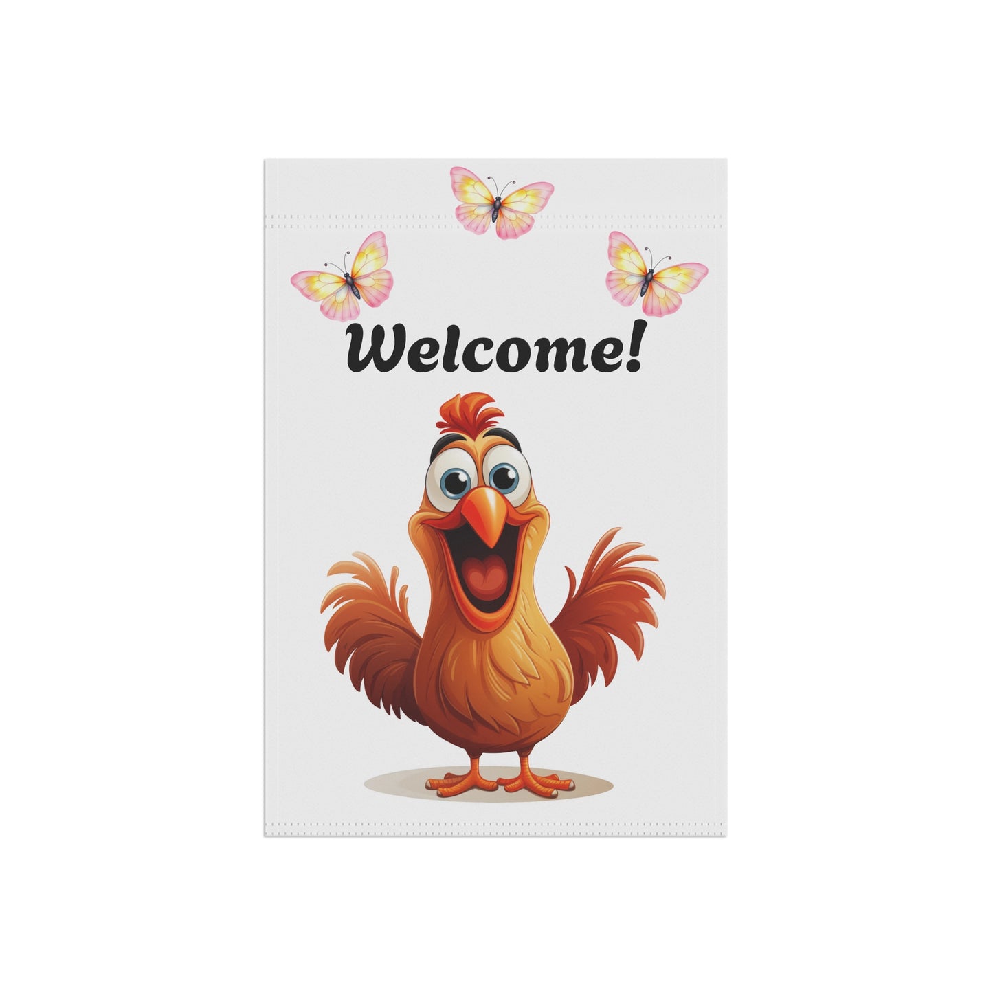 Funny Welcome Garden Flag Cartoon Chicken