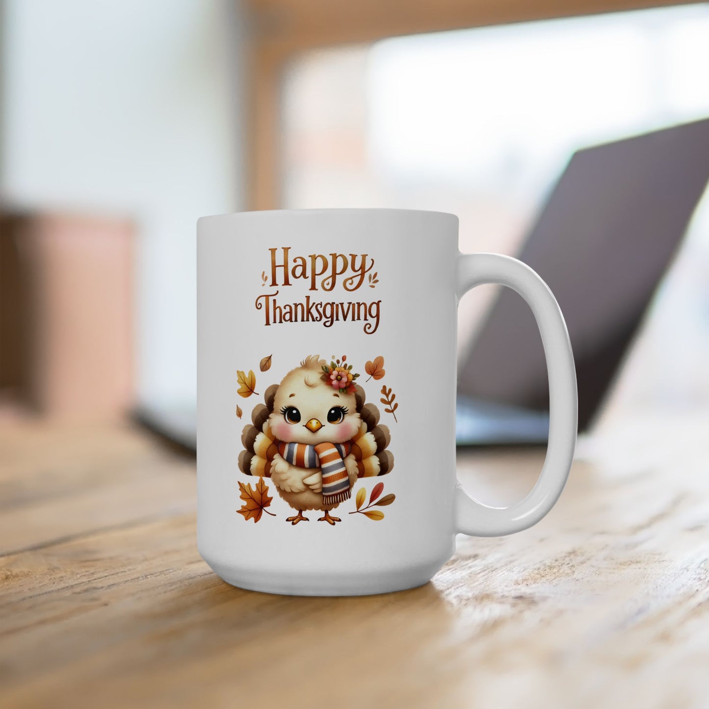 Thanksgiving Coffee Mug with Cute Baby Turkey Design