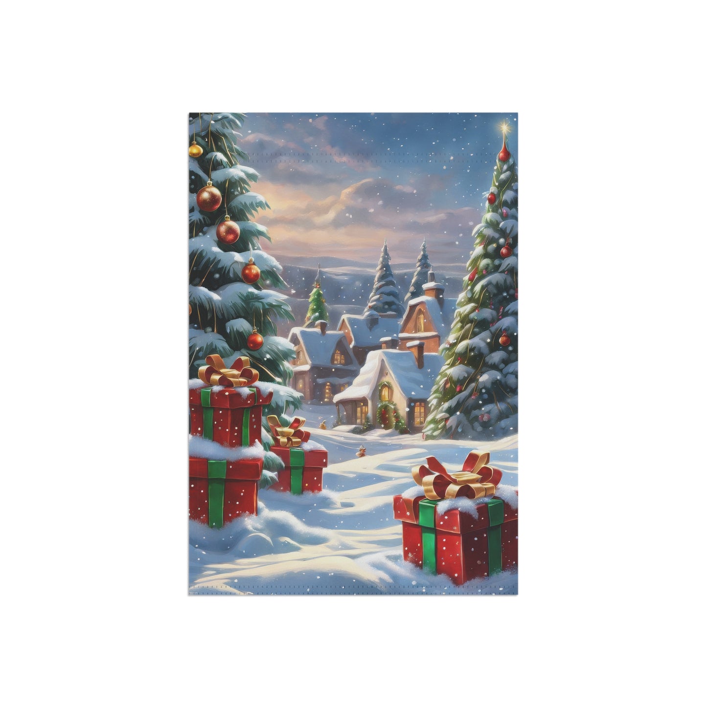 Magical Christmas Village & Presents Garden Flag