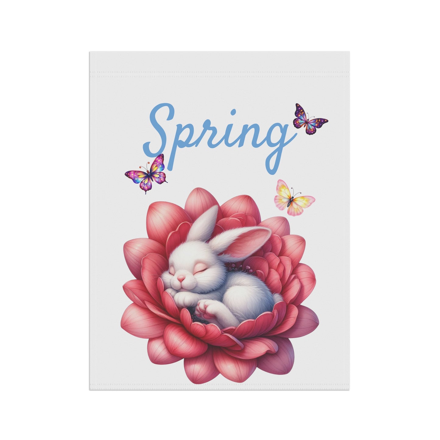Sweet Sleeping White Bunny Spring Garden Flag