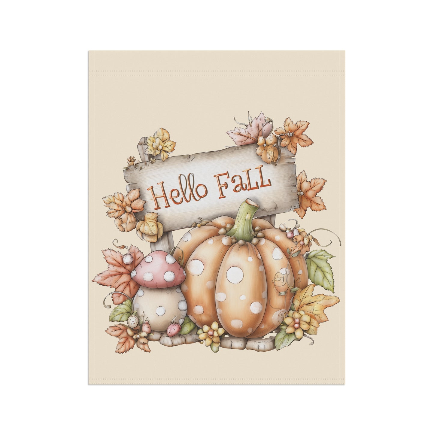 Whimsical Polka Dot Hello Fall Garden Flag