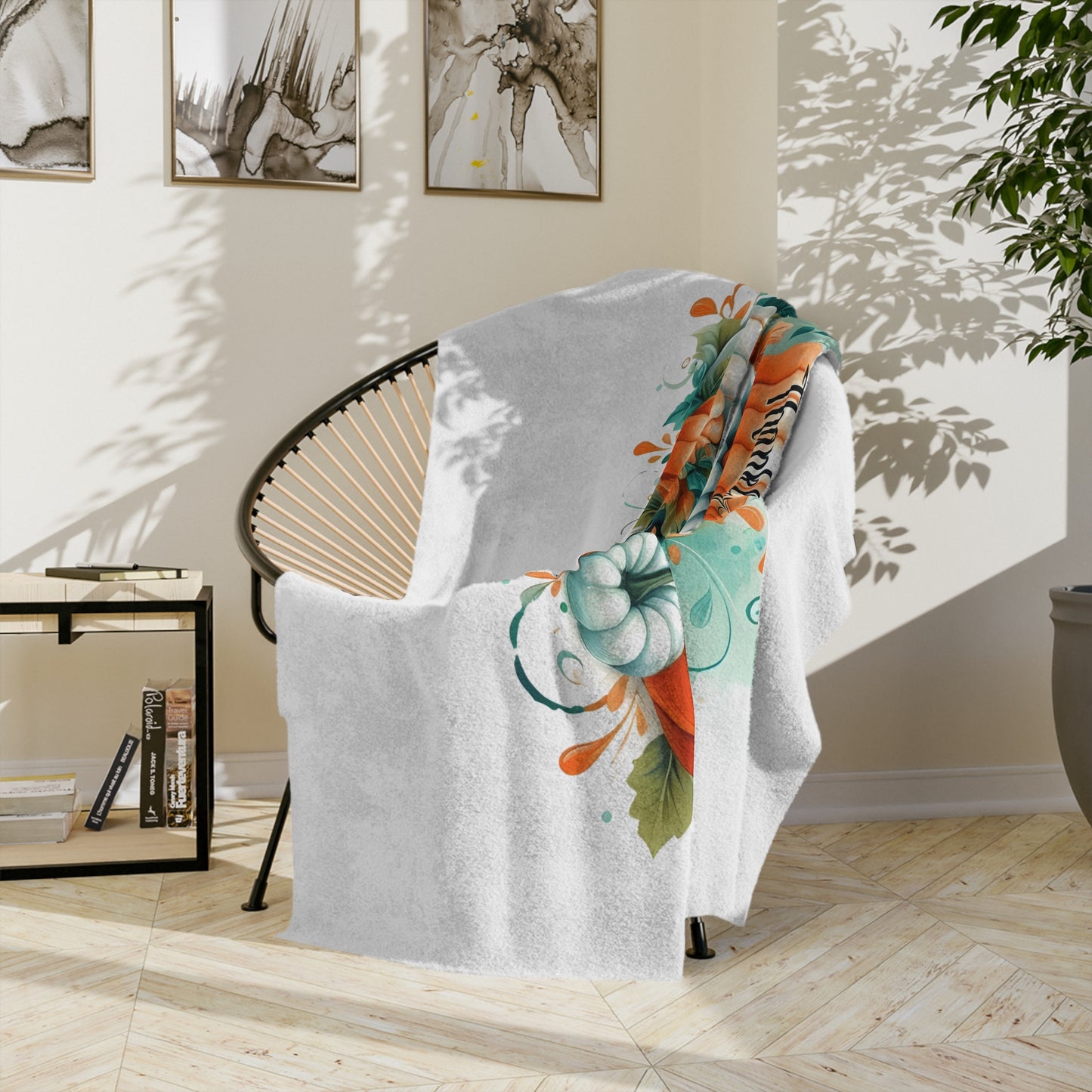 Thankful Grateful Blessed Pumpkin Stack Velveteen Blanket