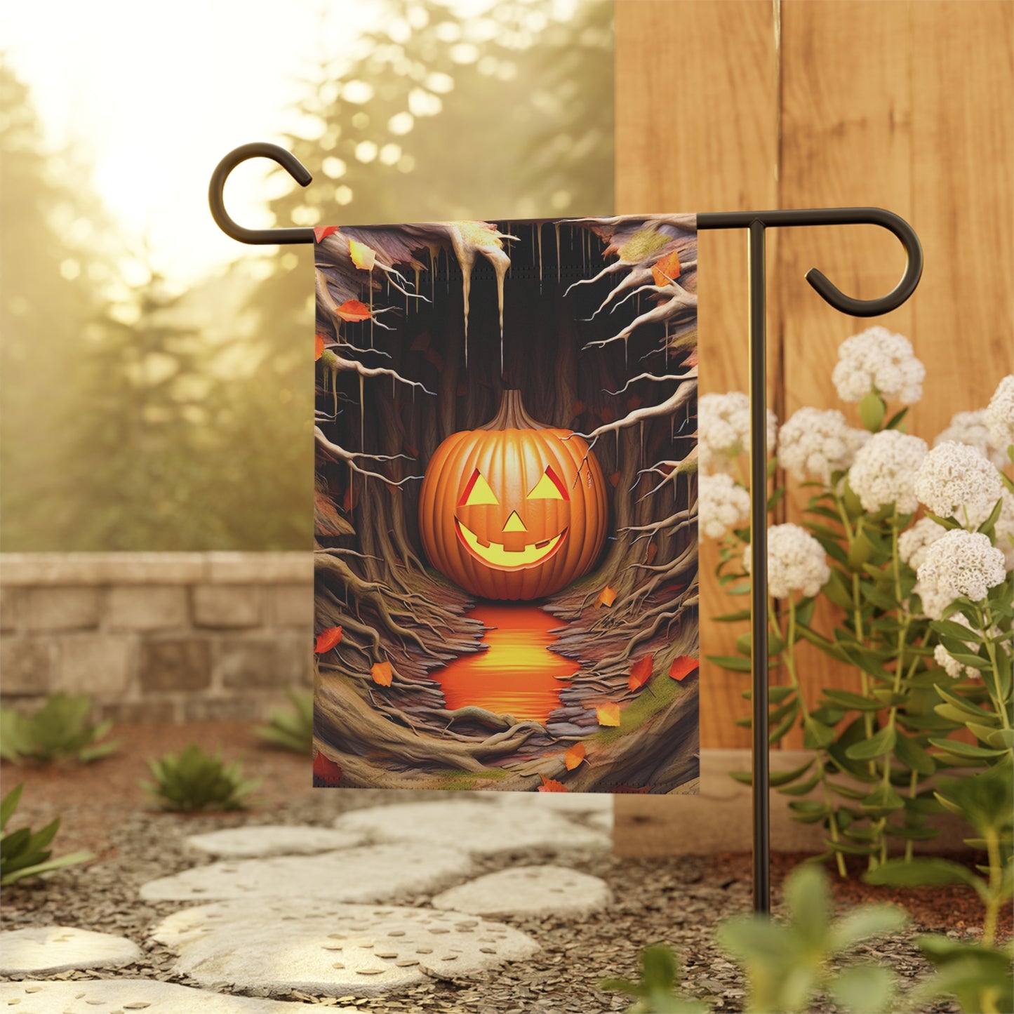 Smiling Jack-o'-Lantern Halloween Garden Flag