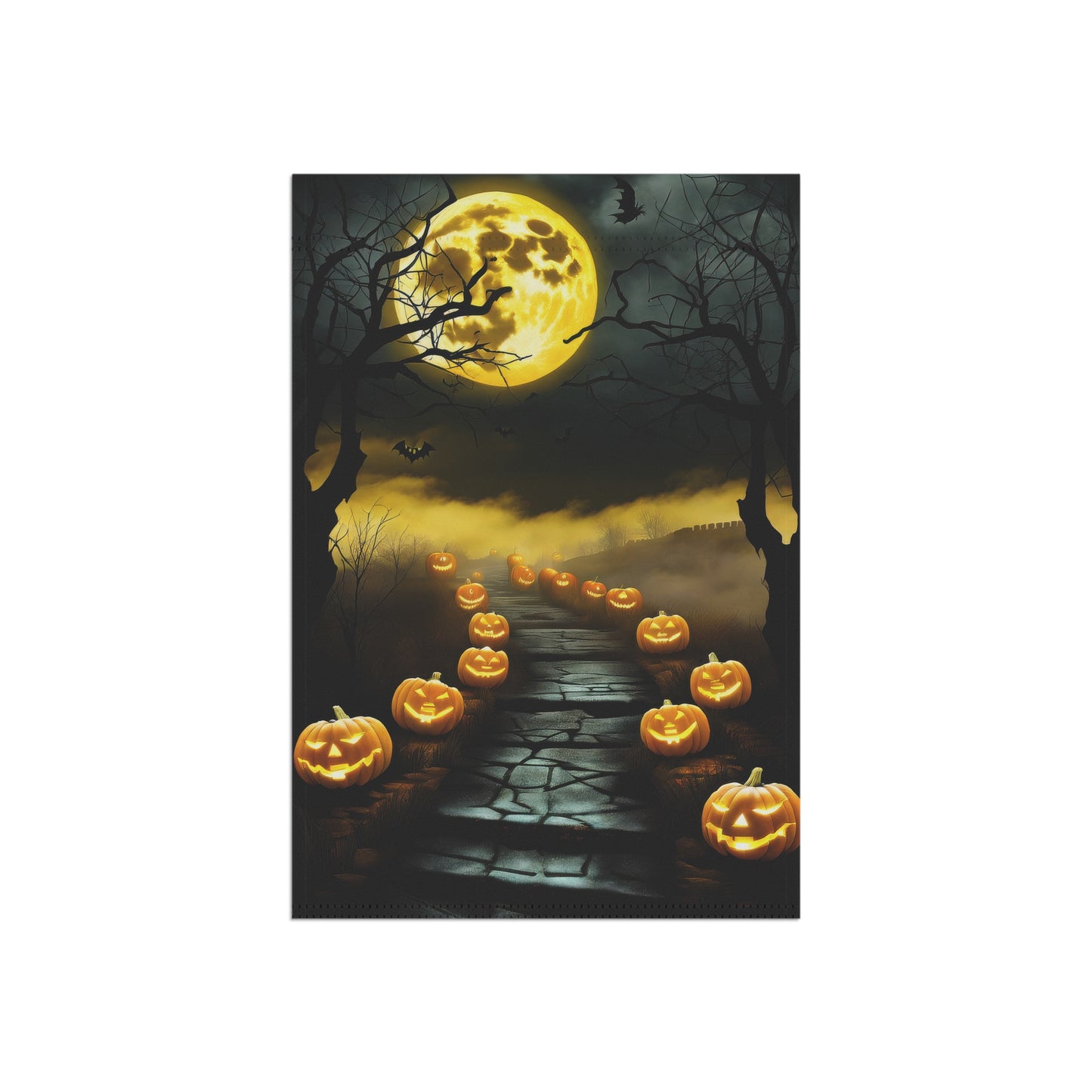 Misty Jack-O'-Lantern Path Halloween Garden Flag / House Banner