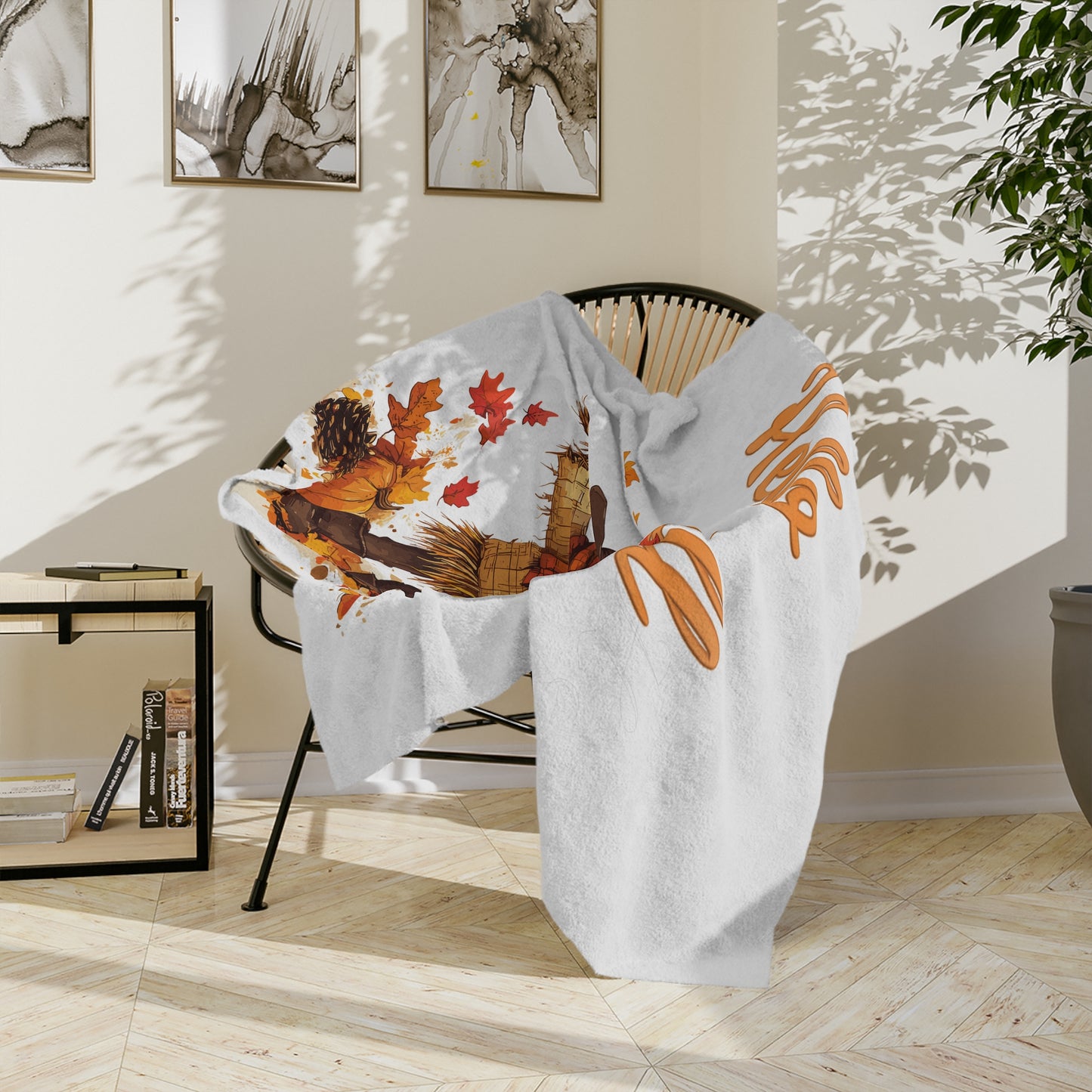 Hello Fall Scarecrow Velveteen Blanket