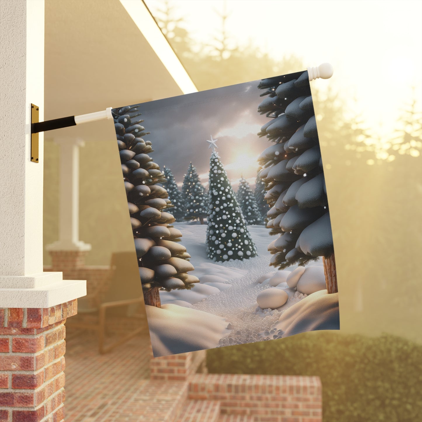 Snowy Scene Holiday Garden Flag/ House Banner