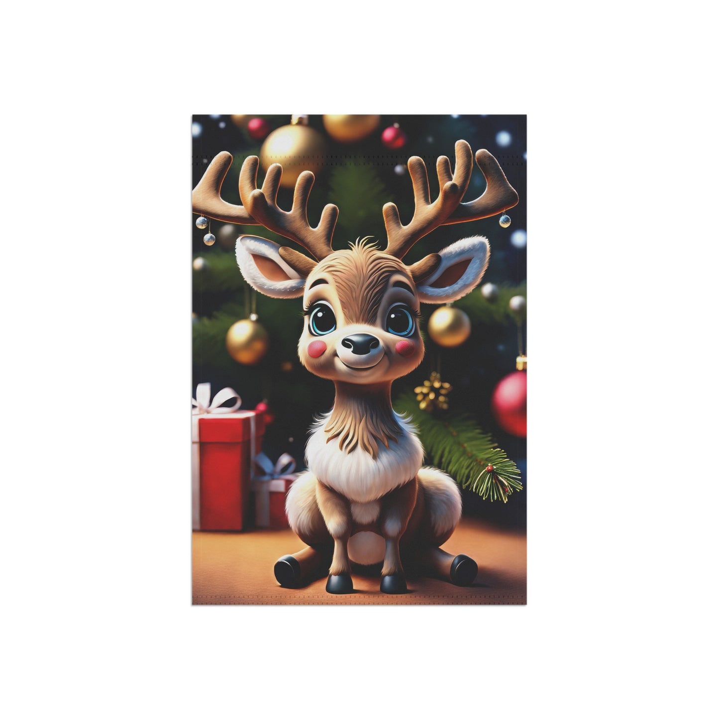 Cheerful Reindeer Holiday Garden Flag/ House Banner