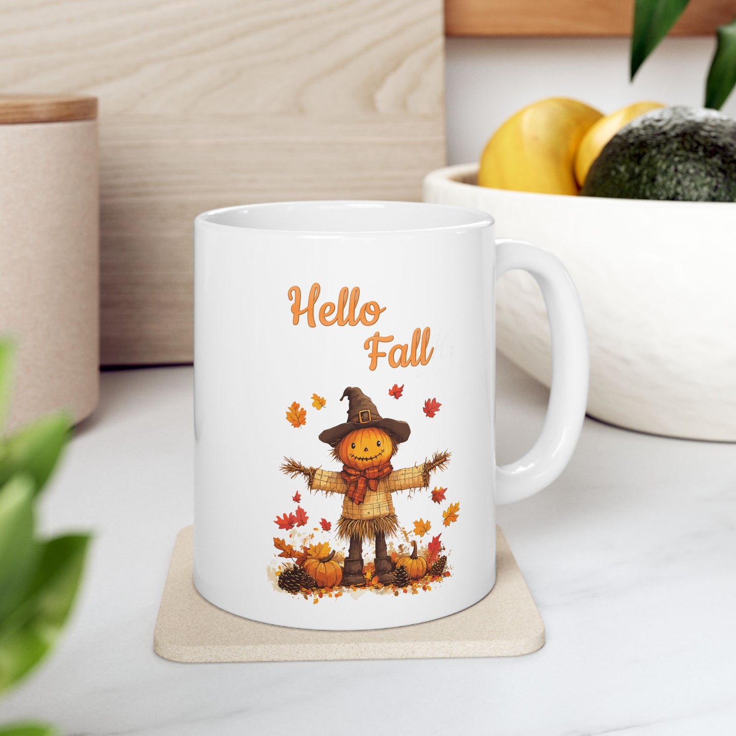 Hello Fall Pumpkin Scarecrow Coffee Mug