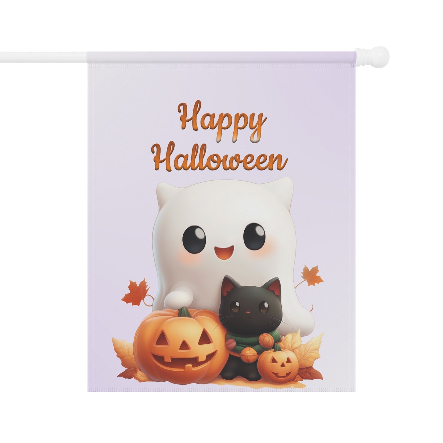 Cute Ghost & Black Cat Halloween Garden Flag
