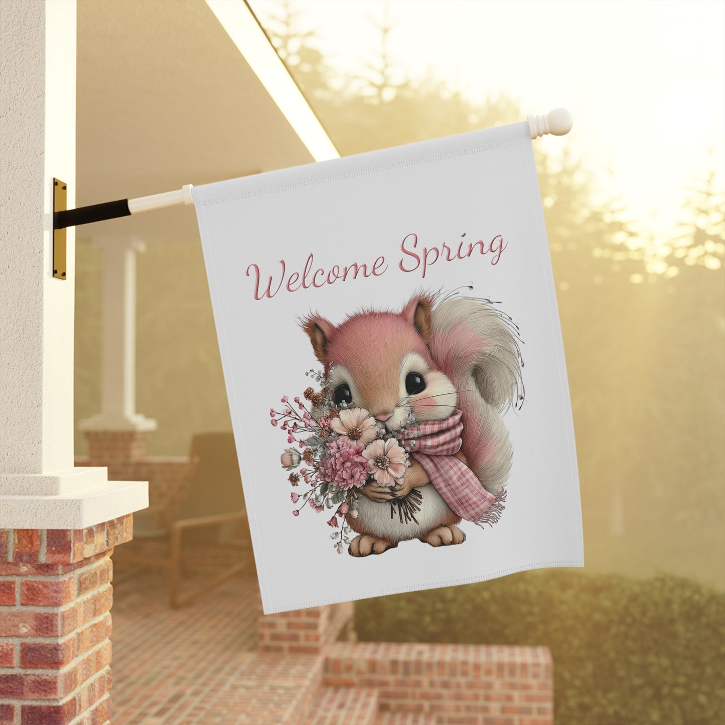Welcome Spring Squirrel Garden Flag