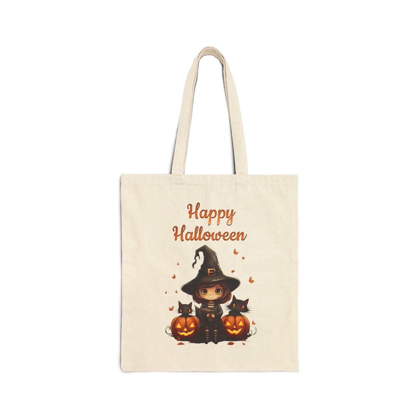 Cute Witch and Black Cats Canvas Tote Bag