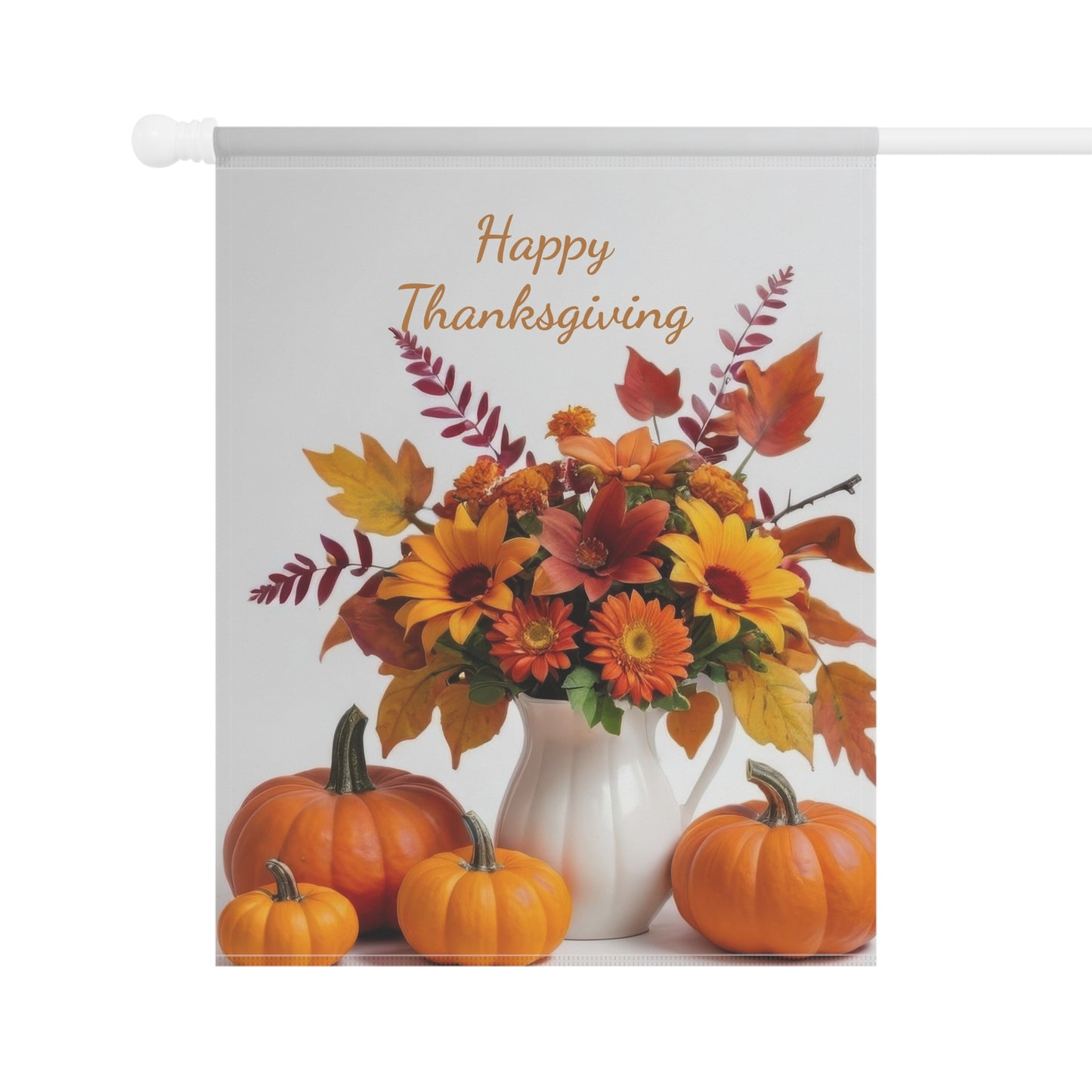 Happy Thanksgiving Floral & Pumpkin Garden Flag