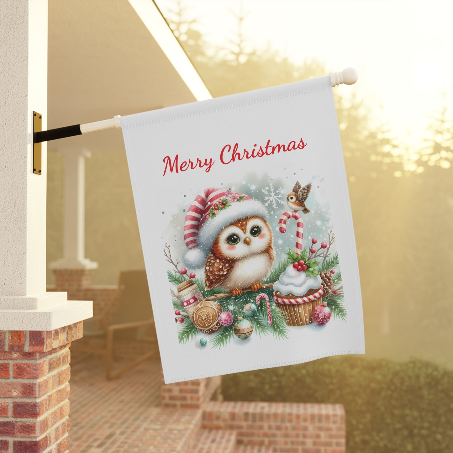 Adorable Santa Owl Garden Flag