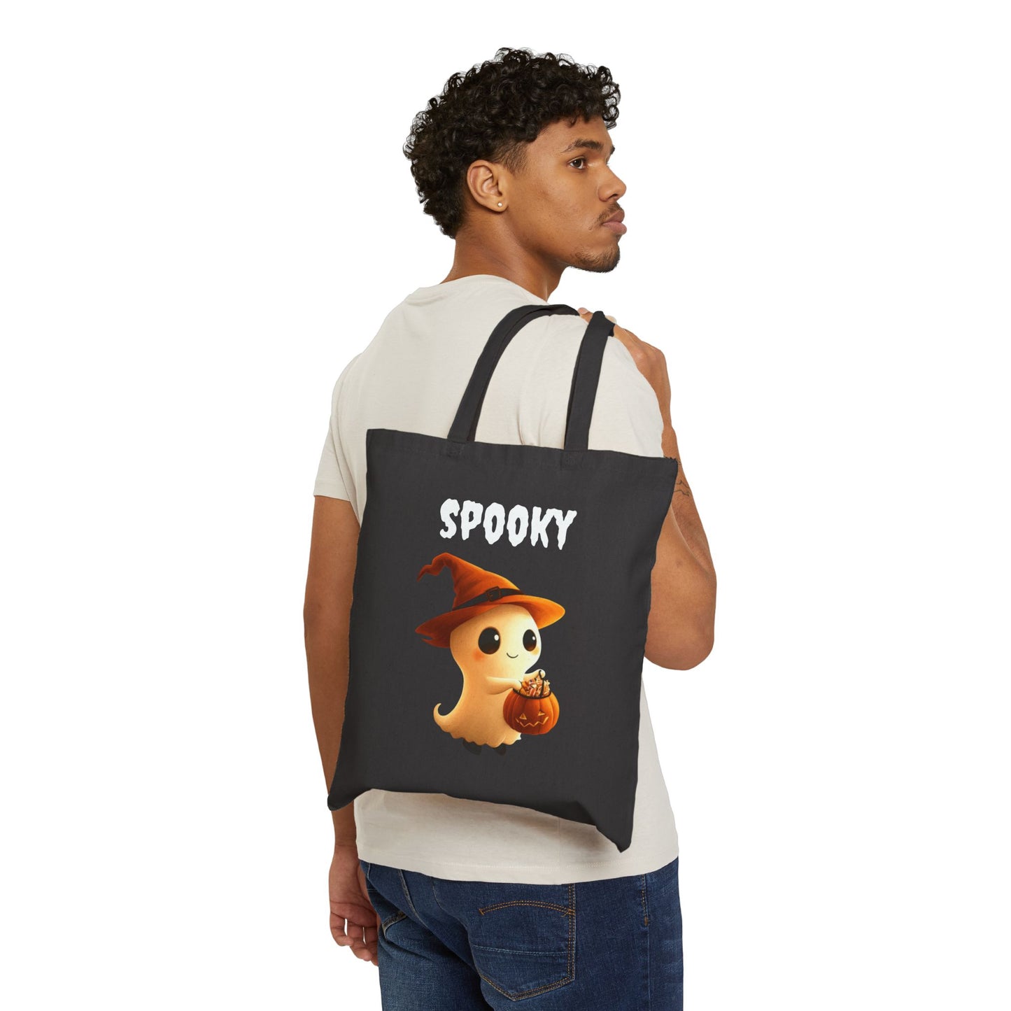 SPOOKY Cute Ghost 100% Cotton Canvas Tote Bag