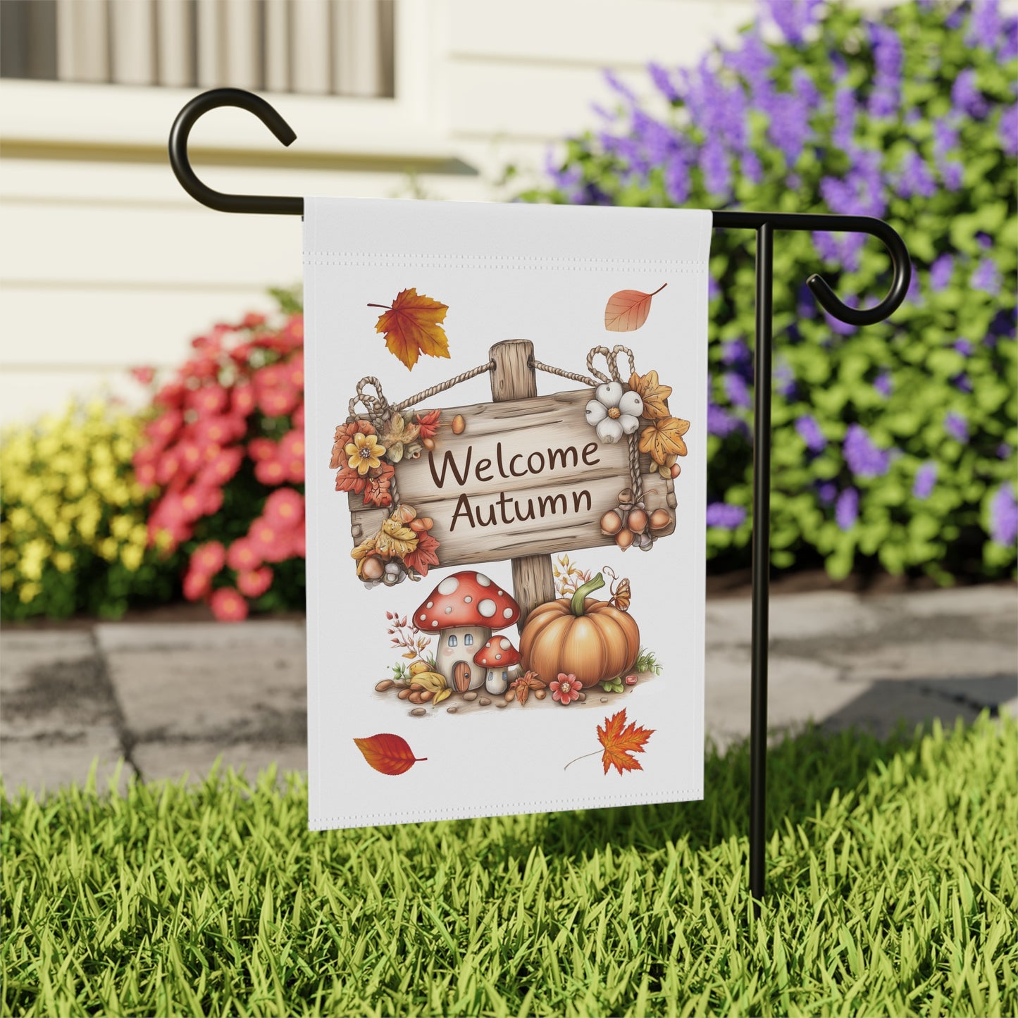 Whimsical Welcome Autumn Garden Flag