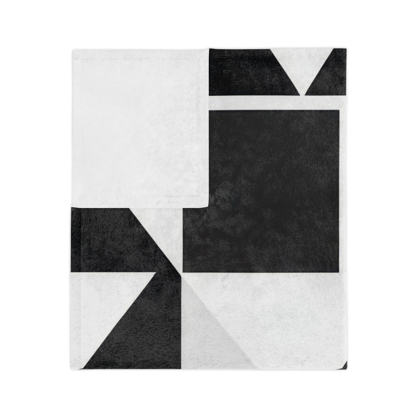 Black and White Abstract Geometric Velveteen Blanket