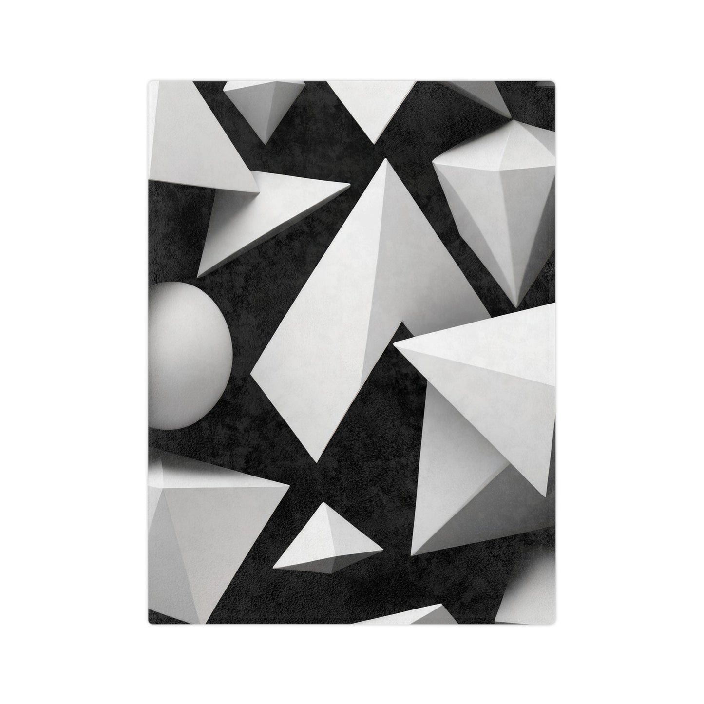 elveteen plush blanket with a 3D black and white geometric pattern