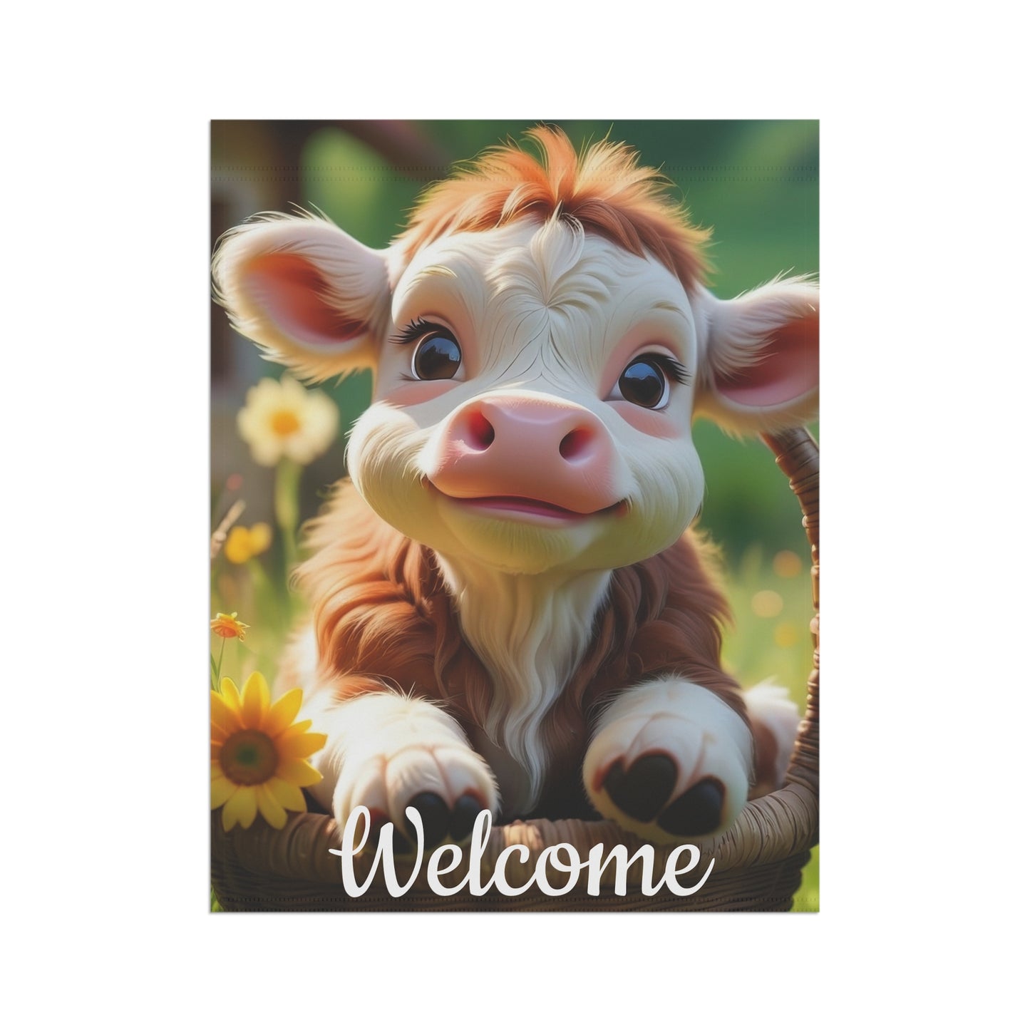 Farmhouse Garden Flag with a Baby Cow