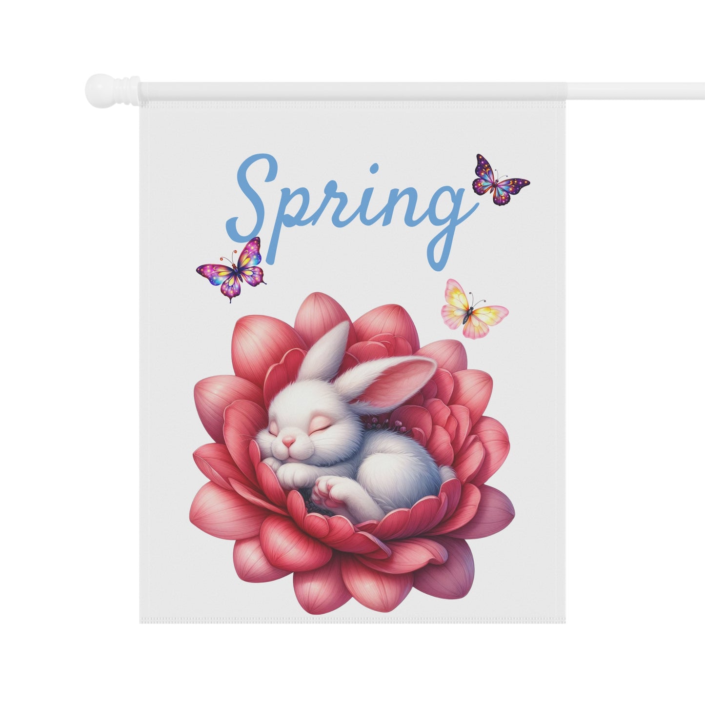 Sweet Sleeping White Bunny Spring Garden Flag