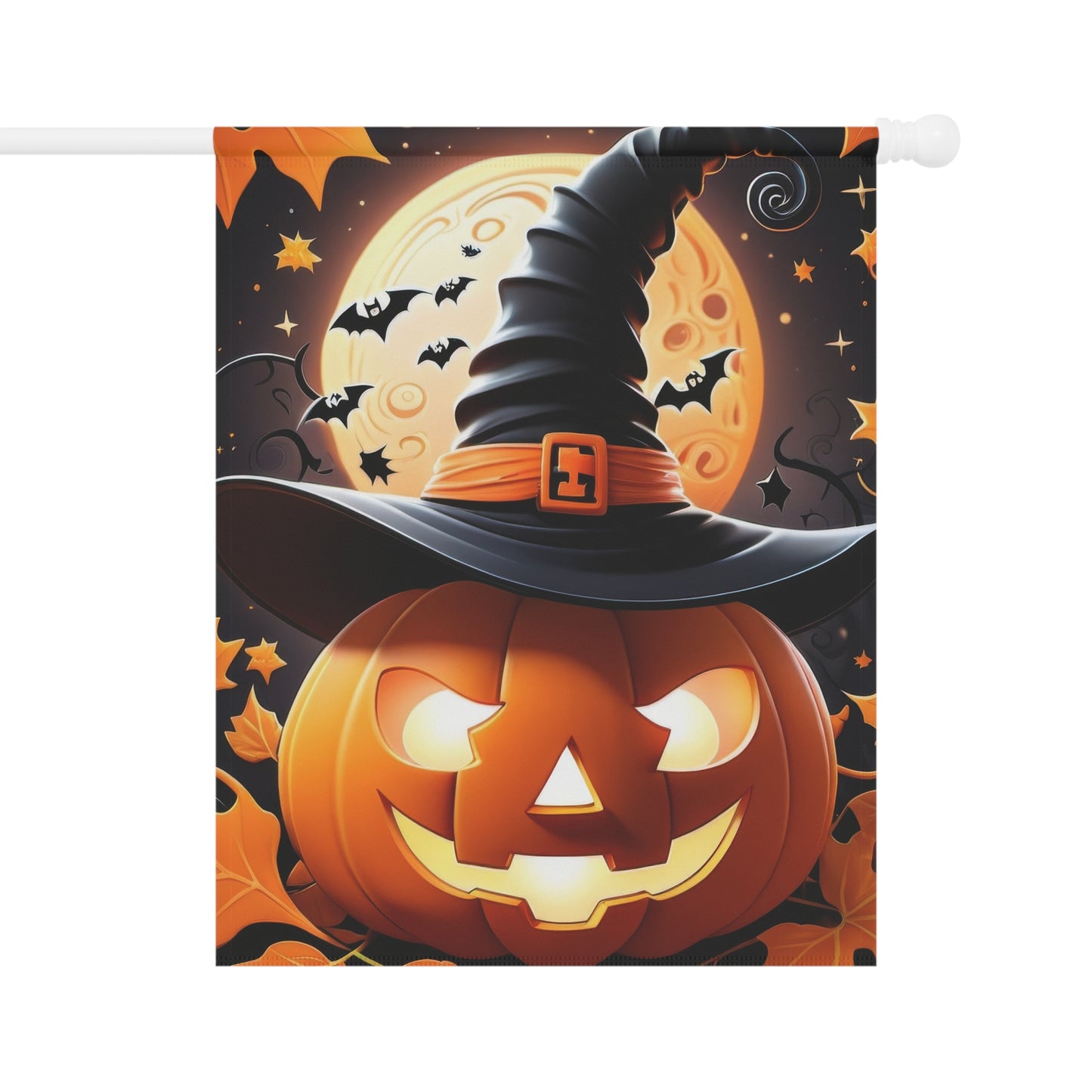 Smiling Pumpkin Witch Hat Halloween Garden Flag