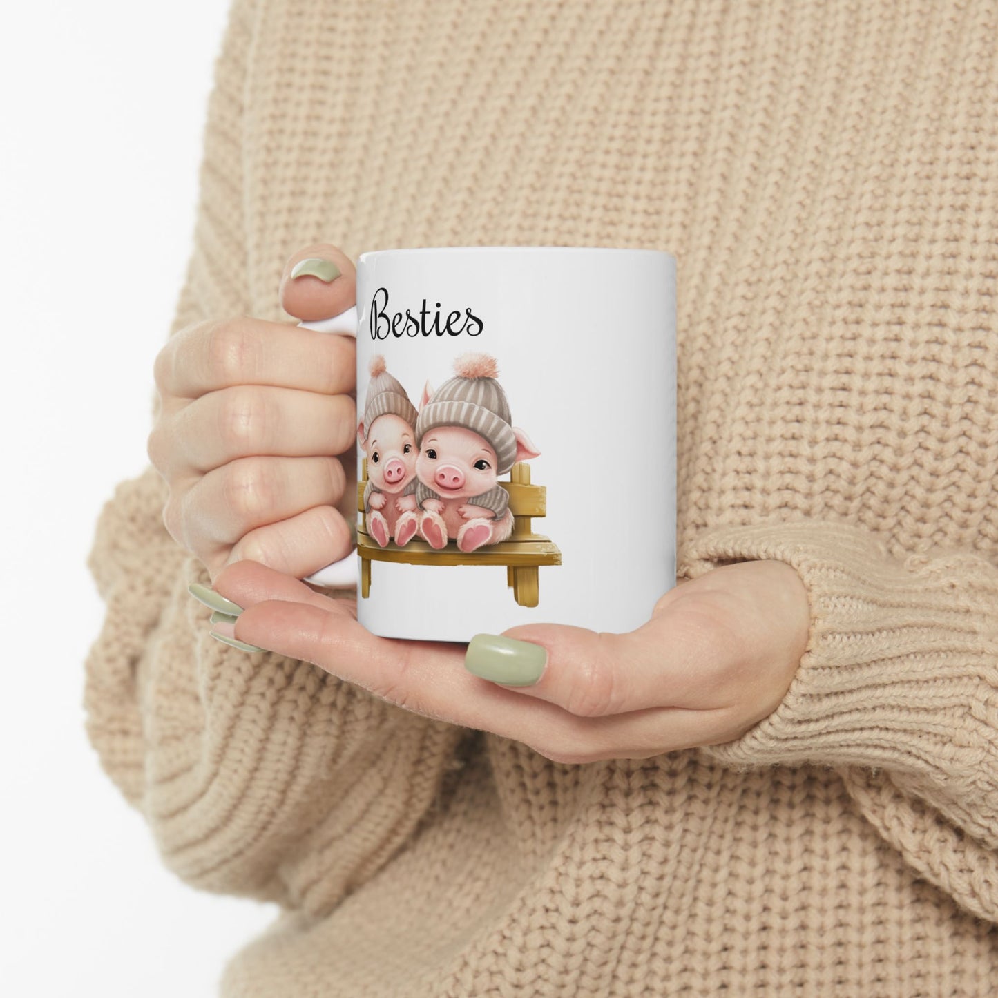 "Besties" Cute Piglet Coffee Mug