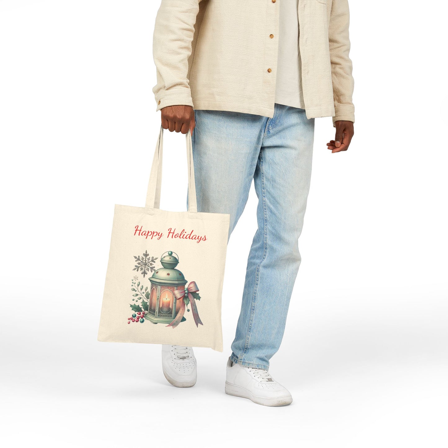Festive Holiday Lantern Reusable Tote Bag