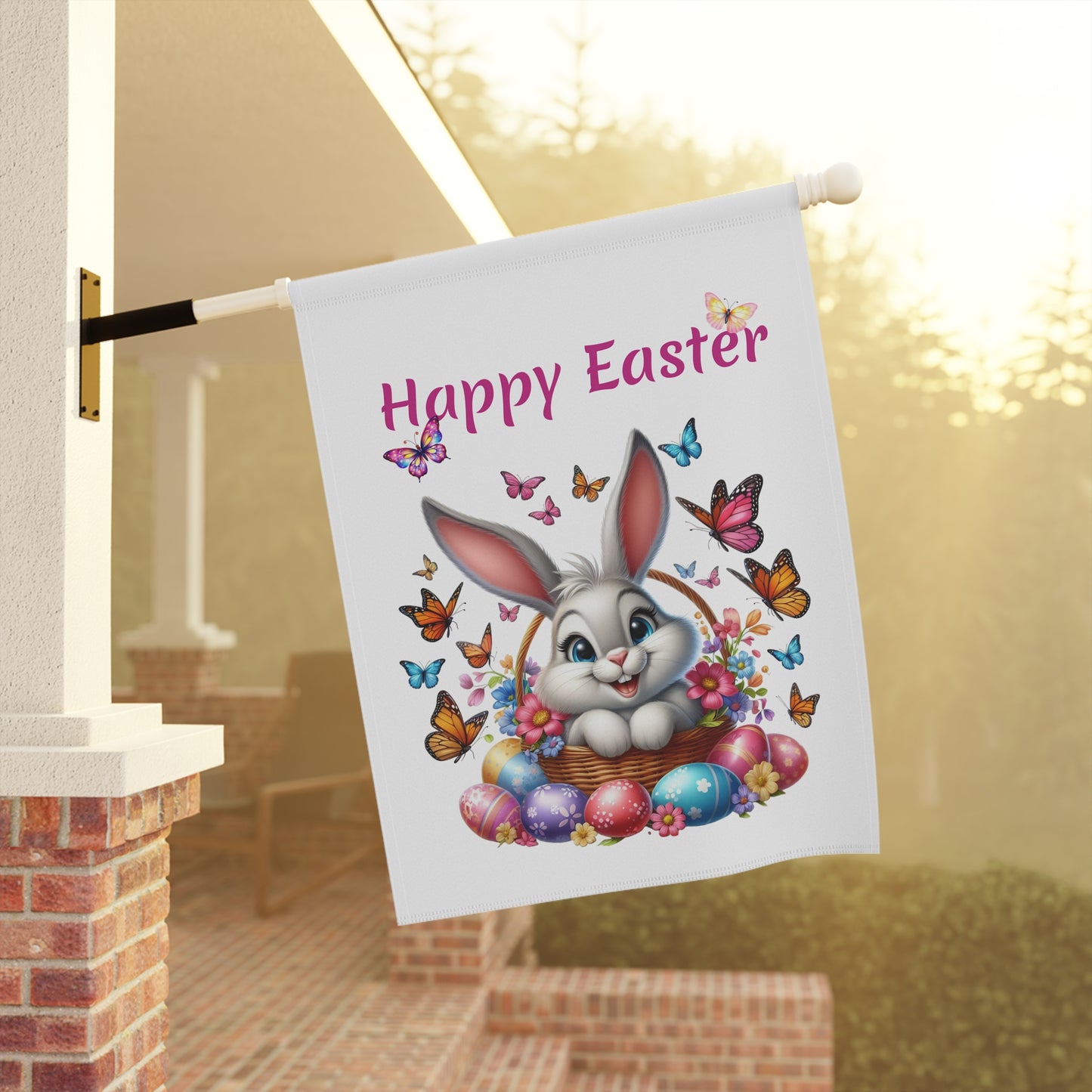 Bunny in Basket Easter Garden Flag