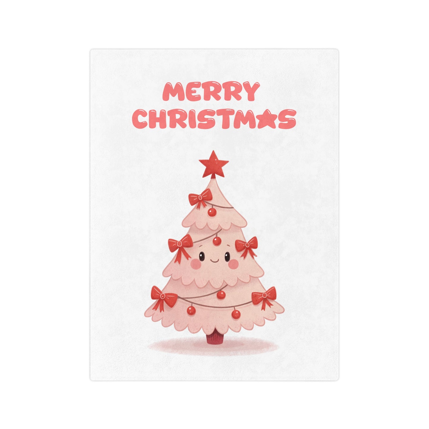 Cute Pink Christmas Tree Velveteen Blanket Throw