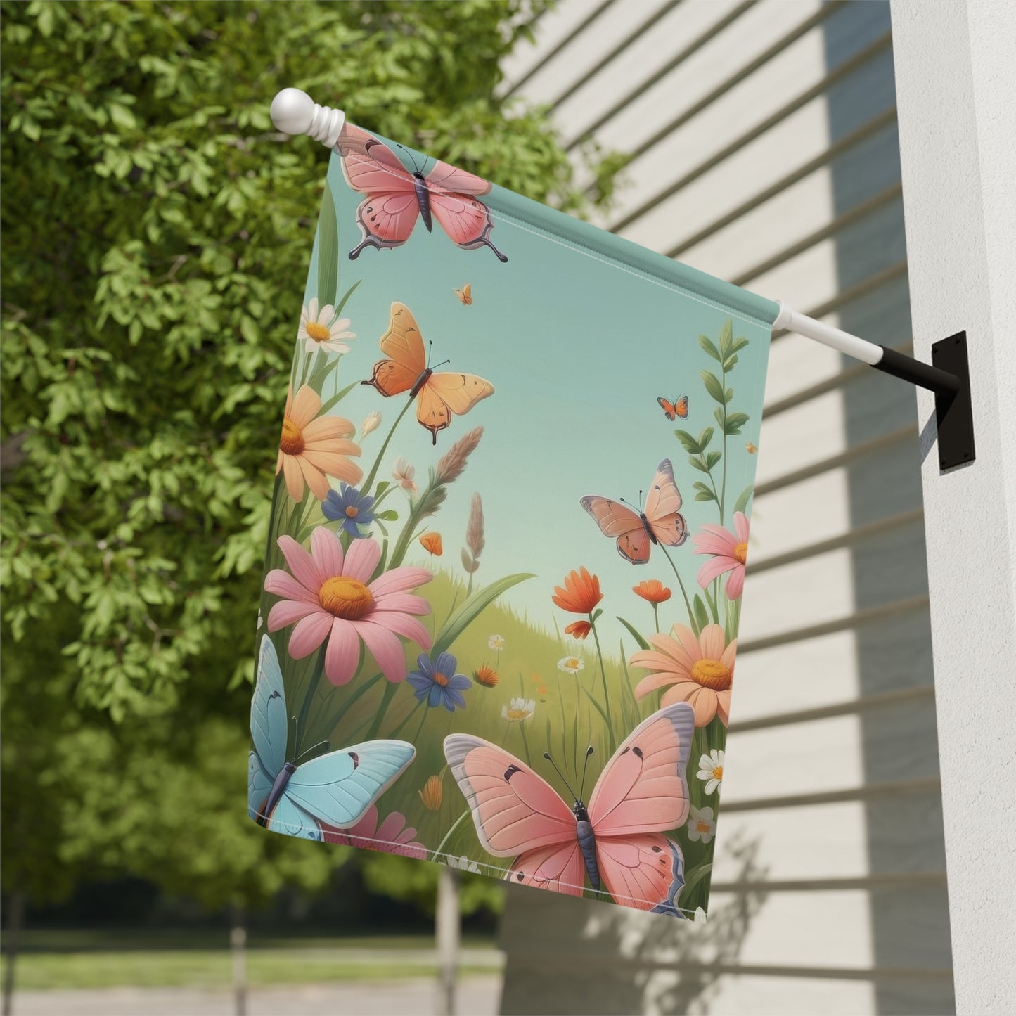 Spring Meadow Butterflies & Flowers Garden Flag