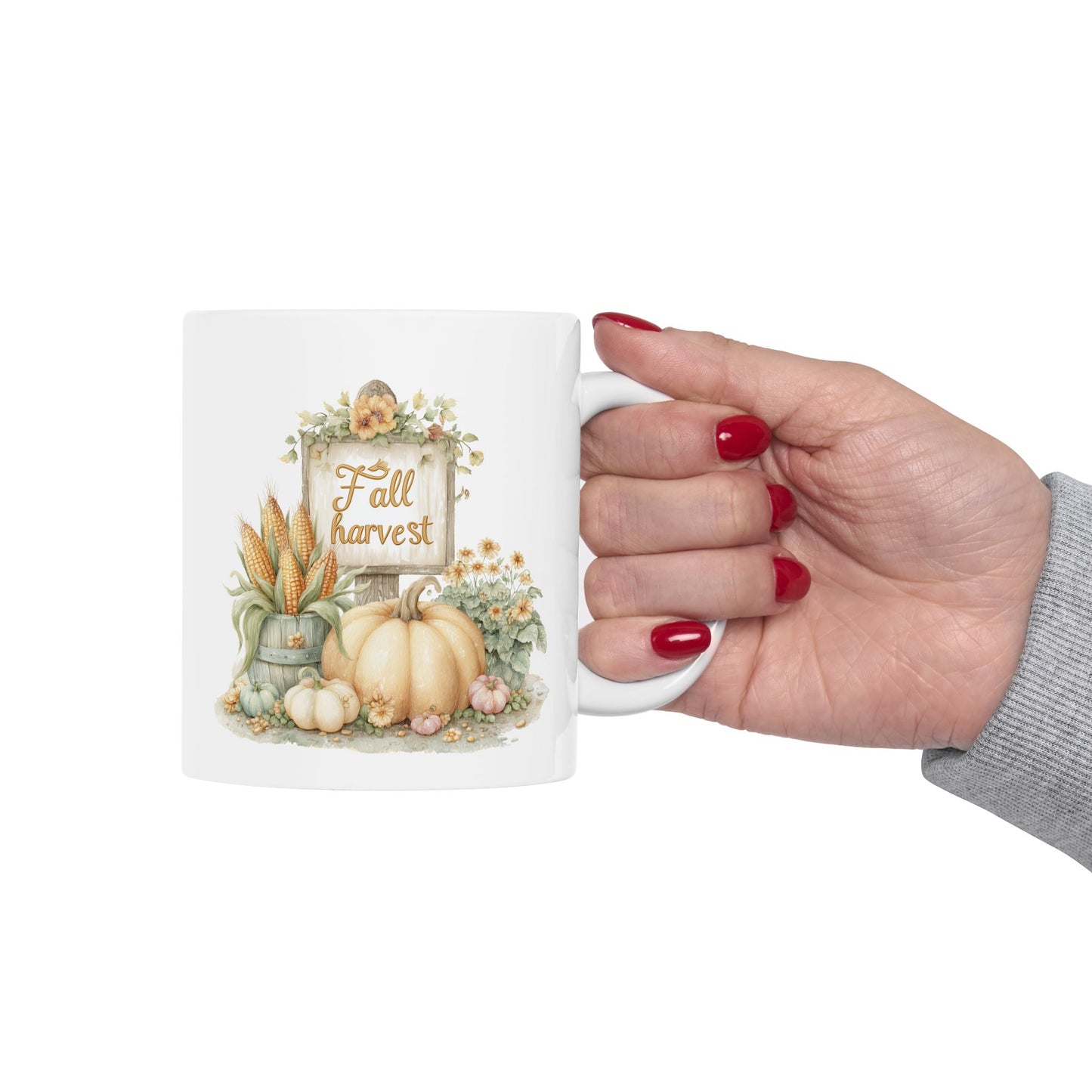 Fall Harvest Watercolor Coffee Mug