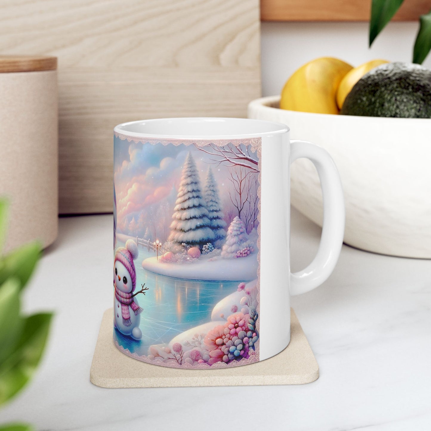 Precious Girl and Snowman Coffee Mug