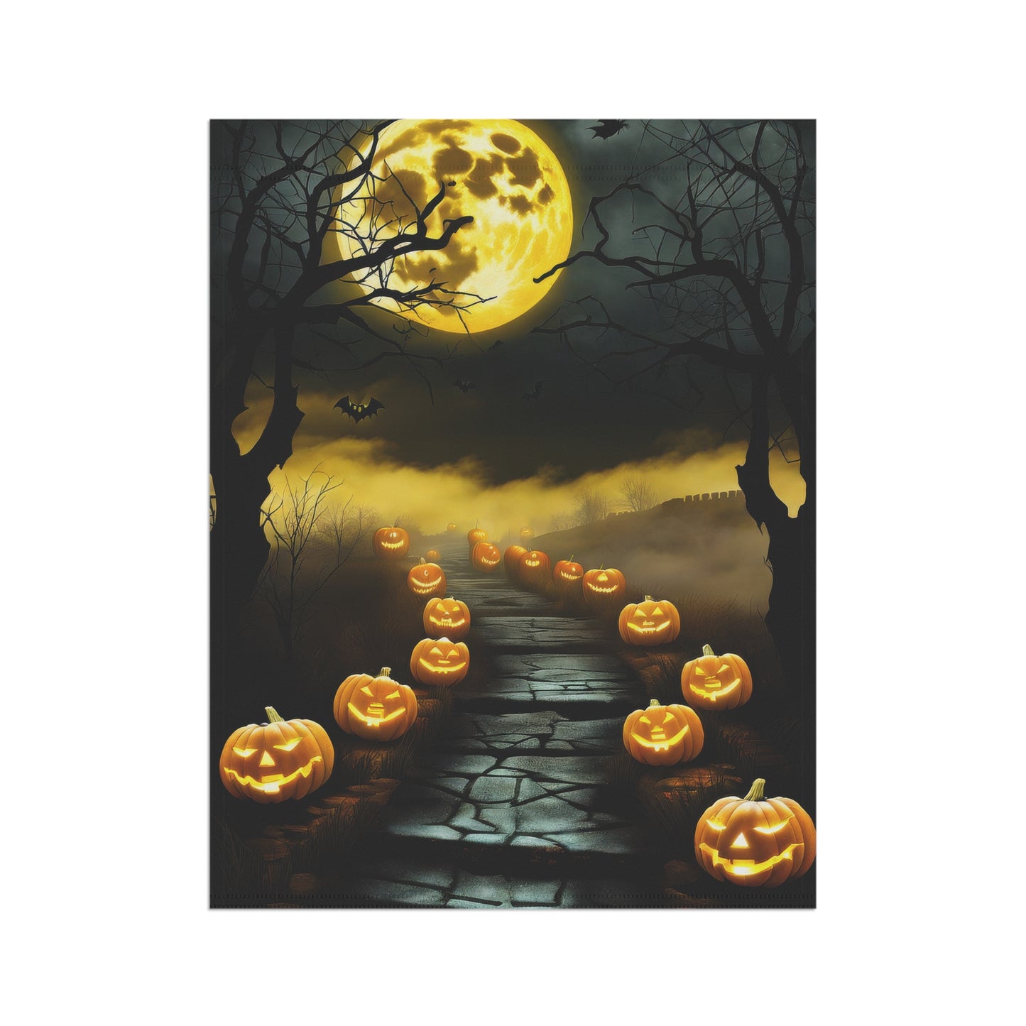 Misty Jack-O'-Lantern Path Halloween Garden Flag / House Banner