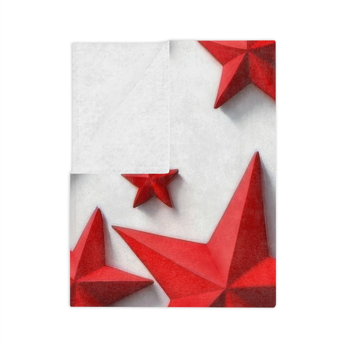 Modern Red 3D Stars Velveteen Plush Blanket