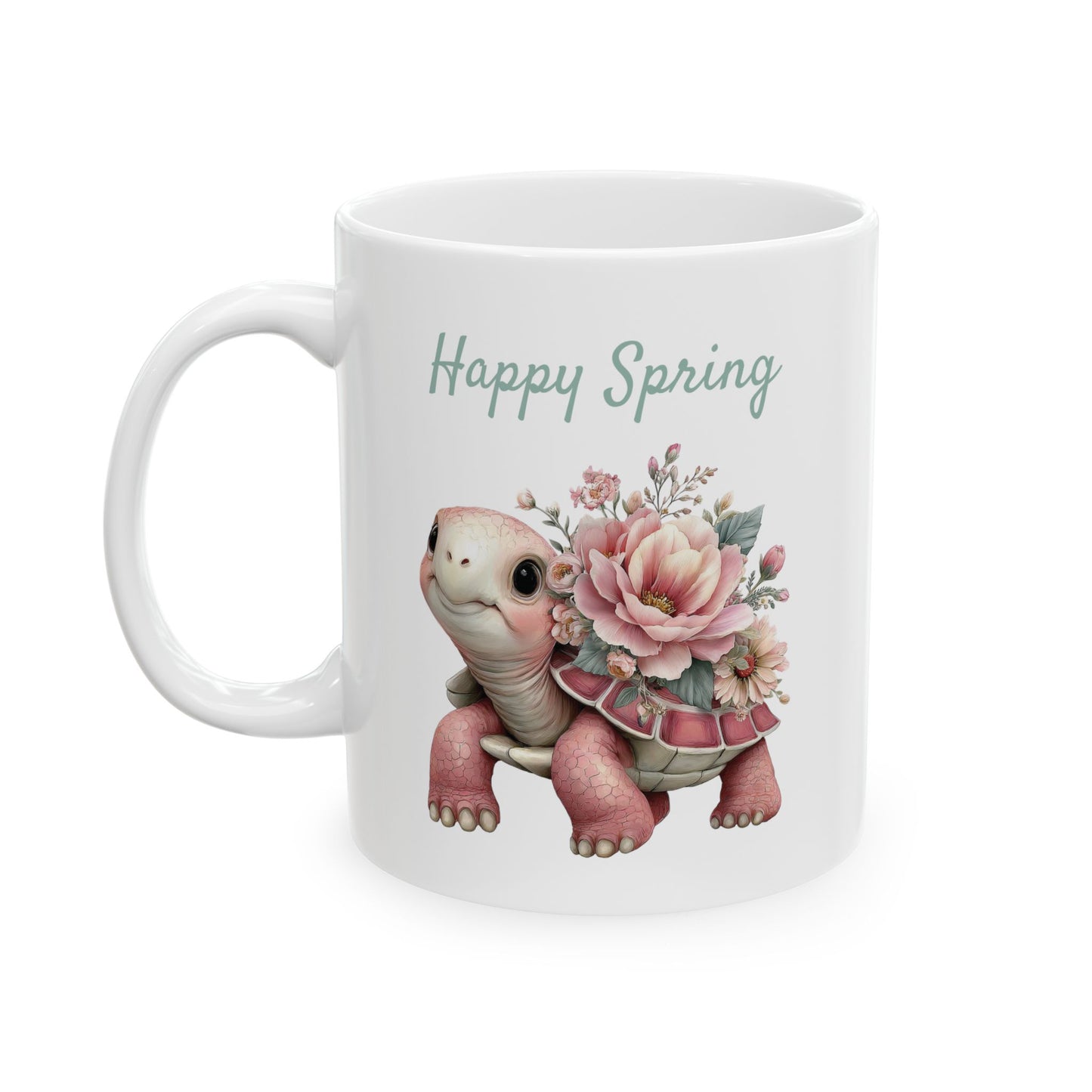 Happy Spring Floral Turtle Mug