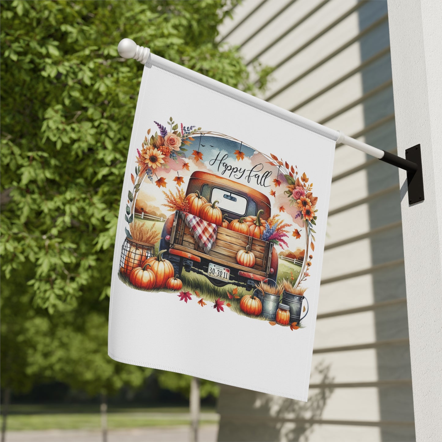 "Happy Fall" Vintage Truck & Pumpkin Garden Flag