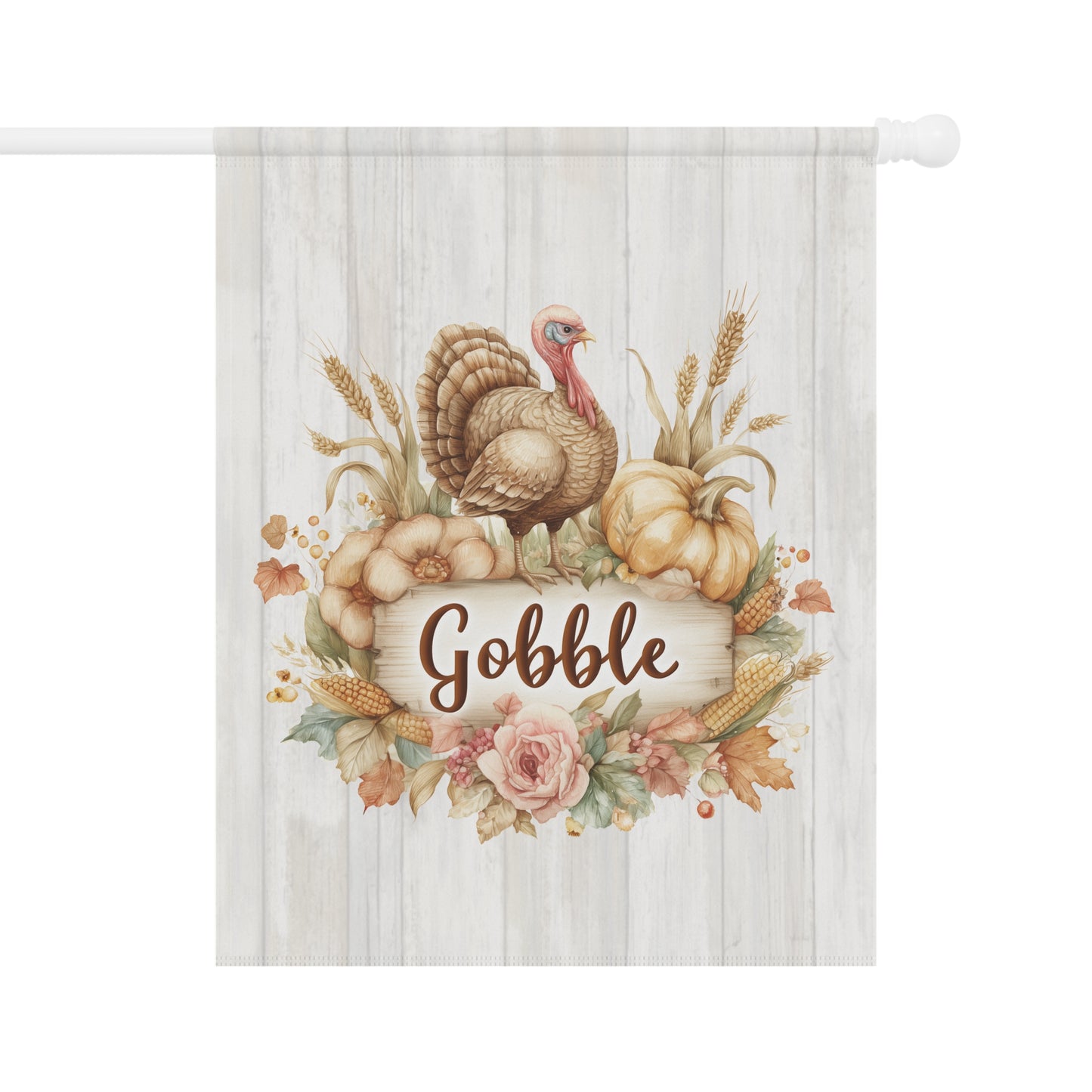 Gobble Turkey Thanksgiving Garden Flag