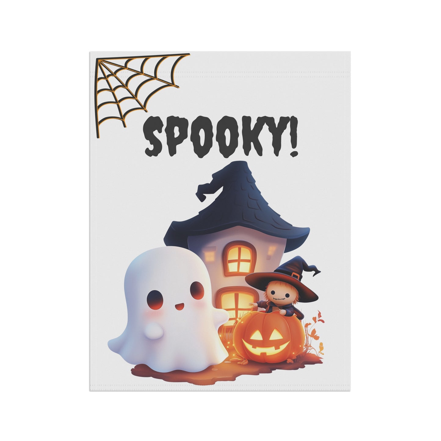 Cute Ghost & Haunted House Garden Flag