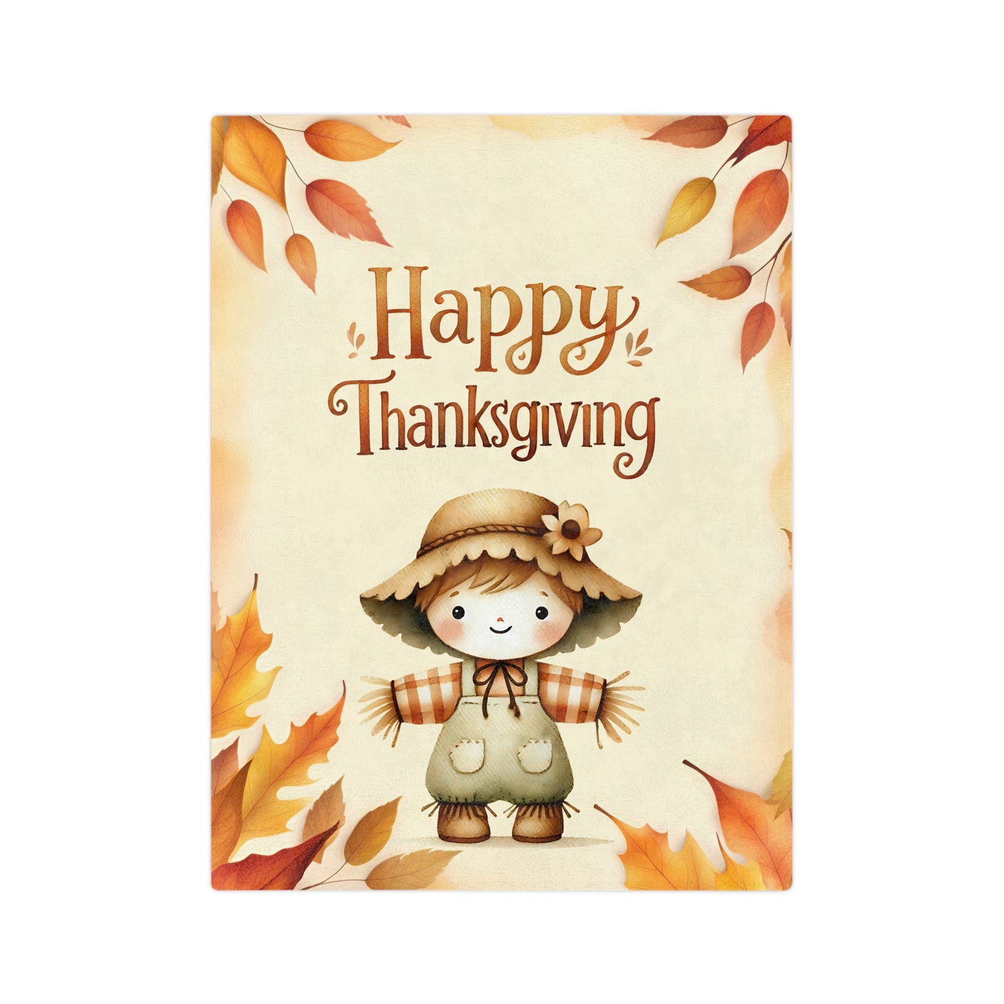 Happy Thanksgiving Scarecrow Velveteen Blanket