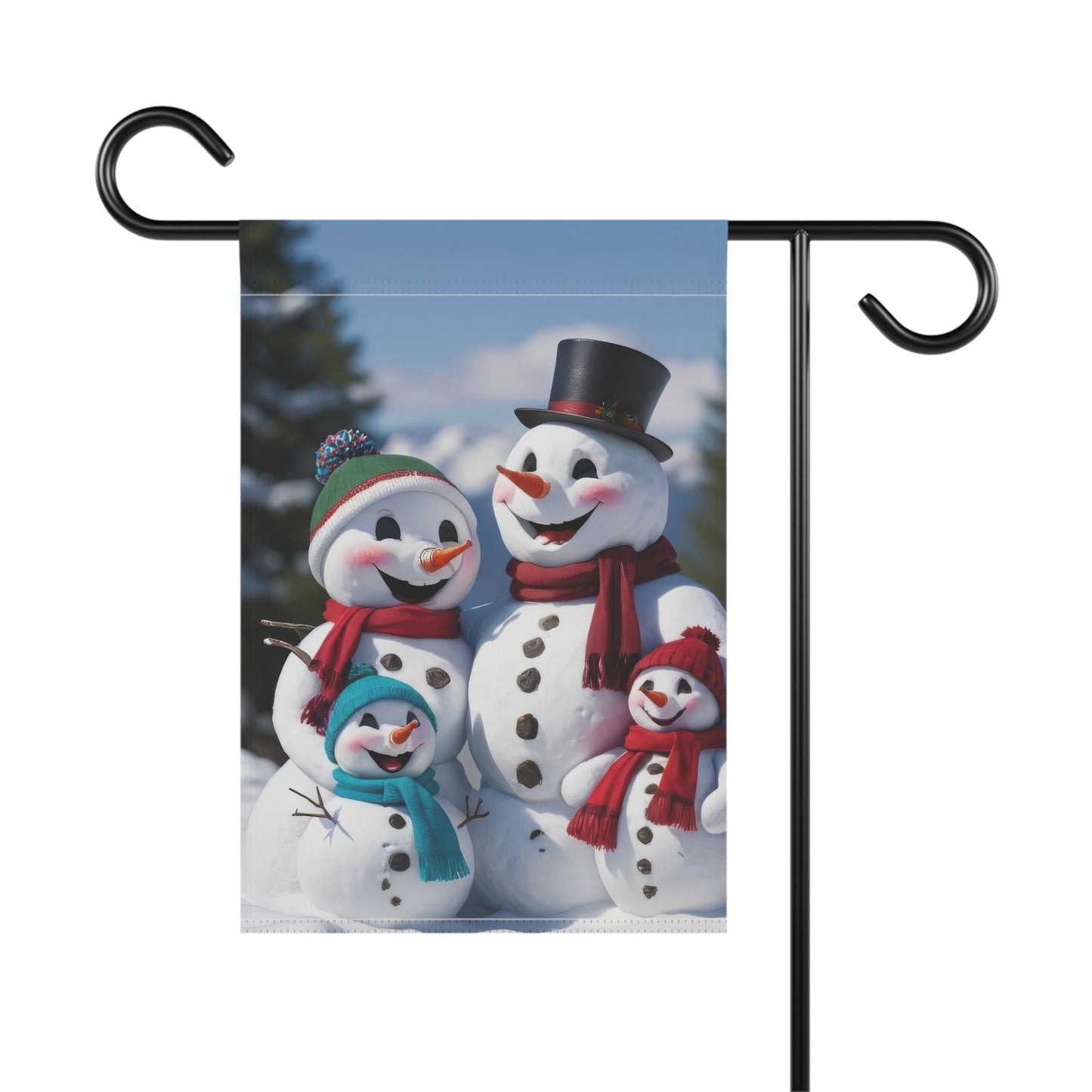 Happy Snowman Family Garden Flag/ Banner