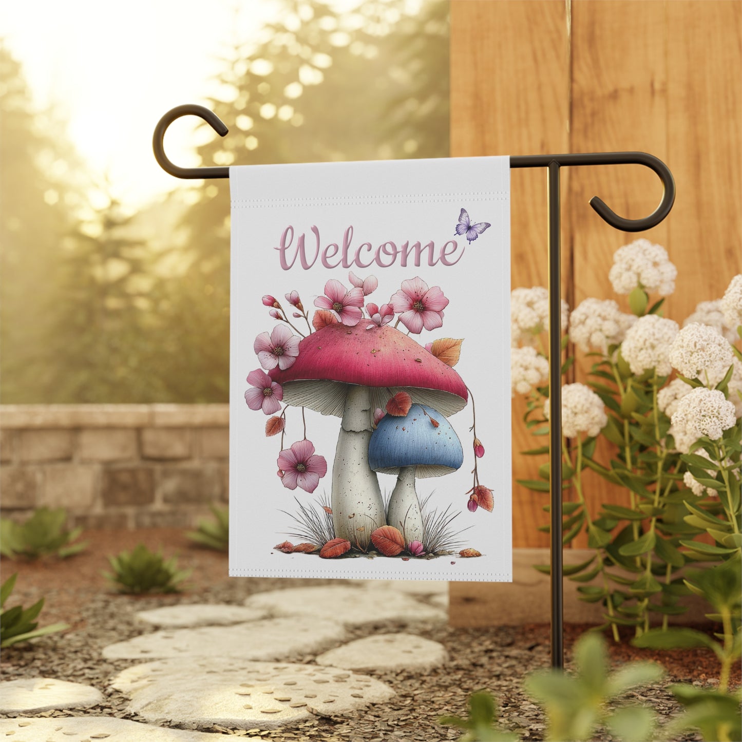 Cute Mushroom Garden Flag